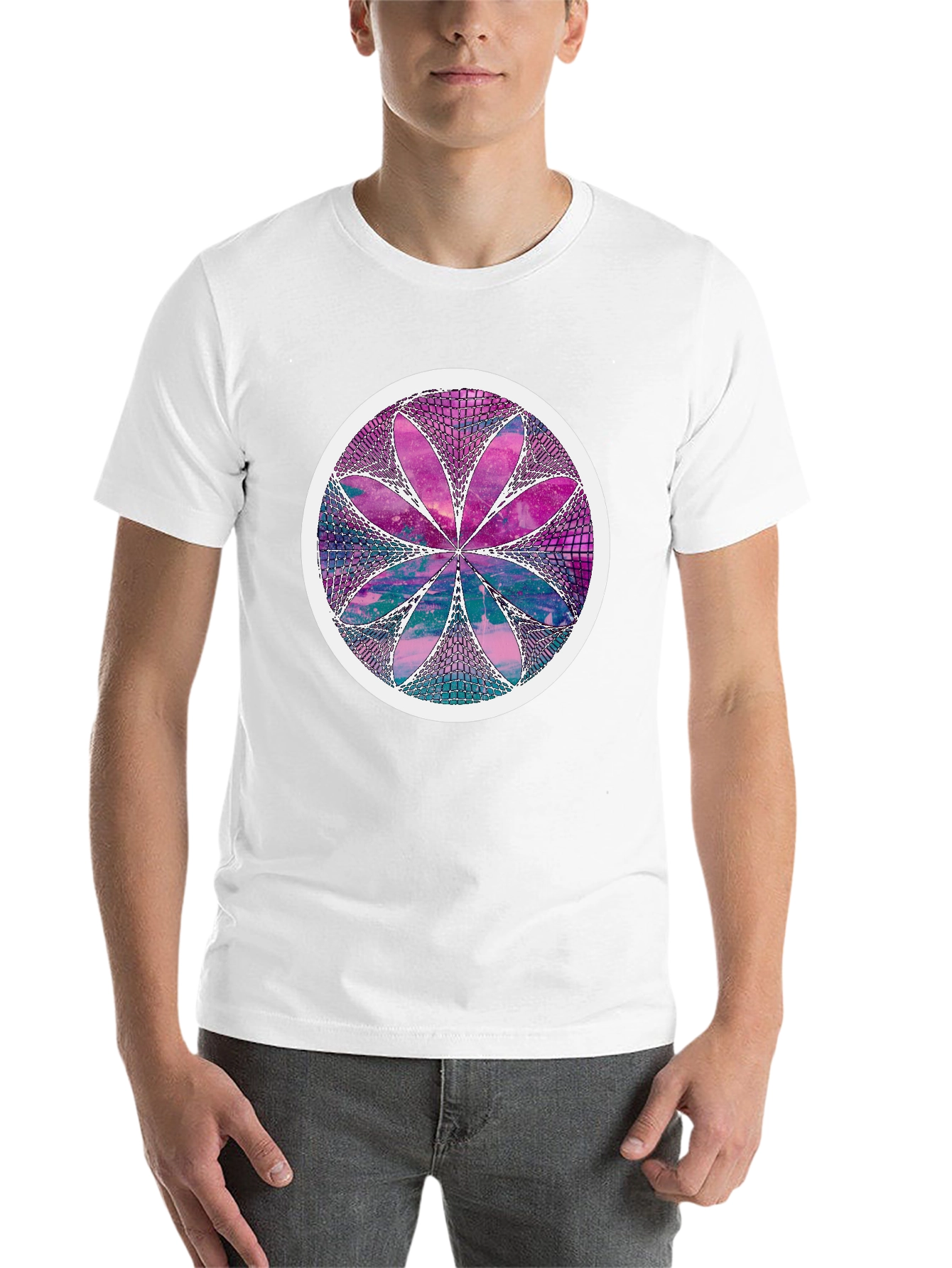 Black Abstract Flower Graphic Print T-Shirt view 14