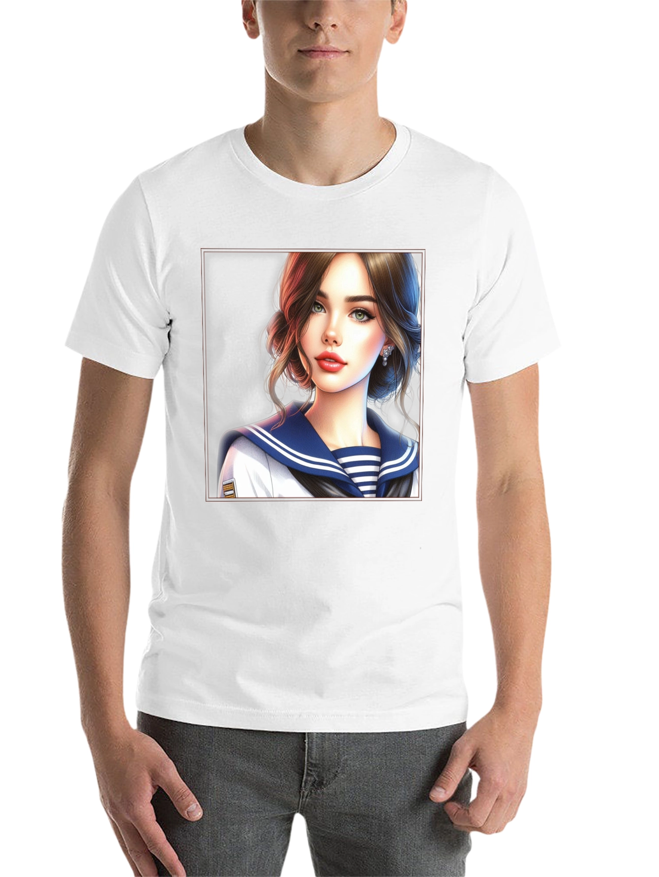 Black Anime Girl Sailor Outfit Black T-Shirt view 14