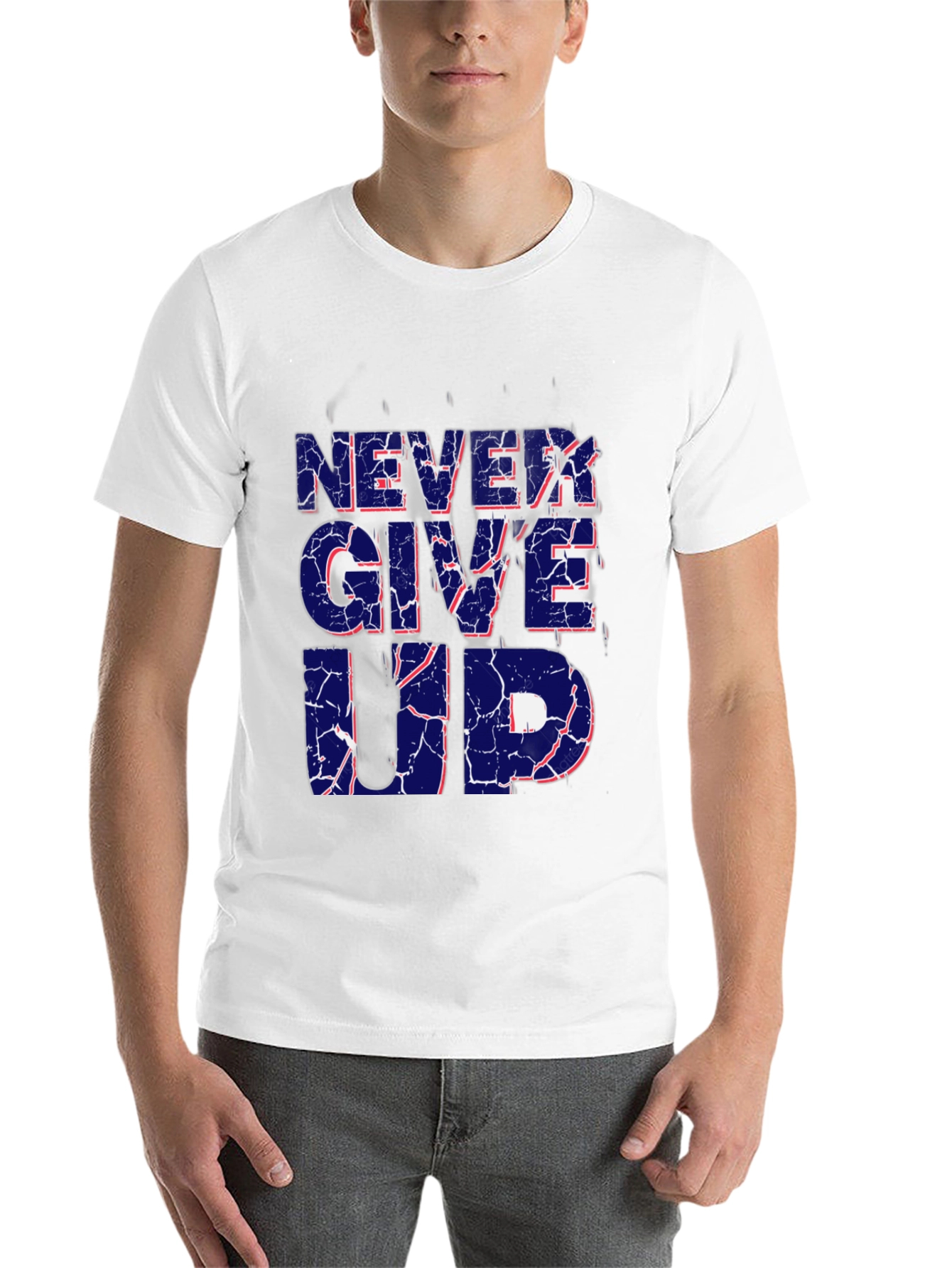 Black Never Give Up Graphic Print T-Shirt view 14