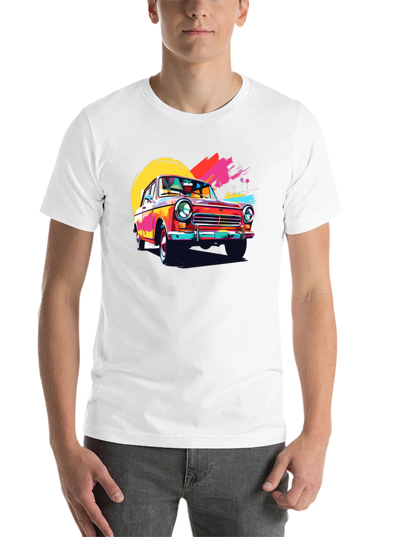 Retro Car Graphic Tee - Vintage Style Black T-Shirt - 14