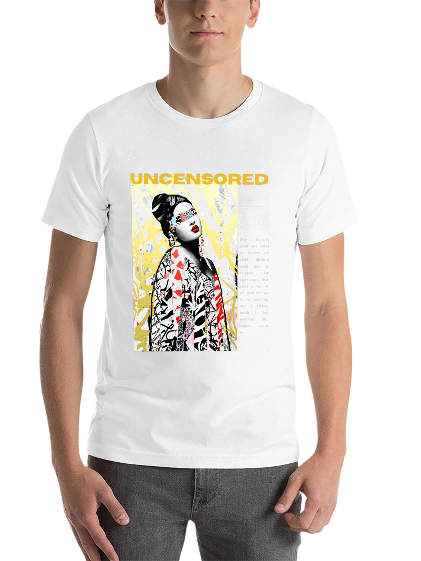 Black Uncensored Art Tee - Edgy Graphic Print T-Shirt view 14