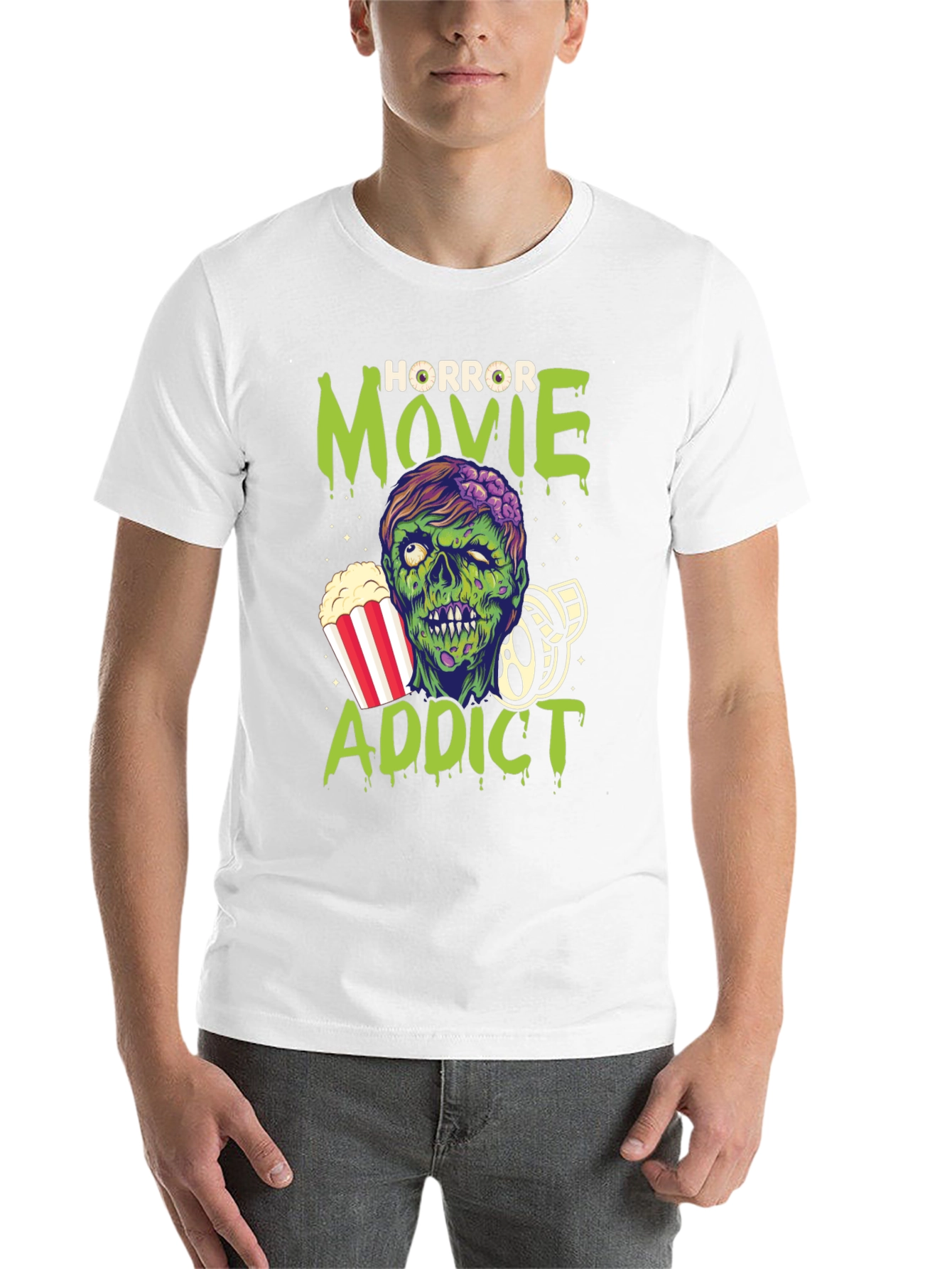 Black Horror Movie Addict Graphic T-Shirt view 14