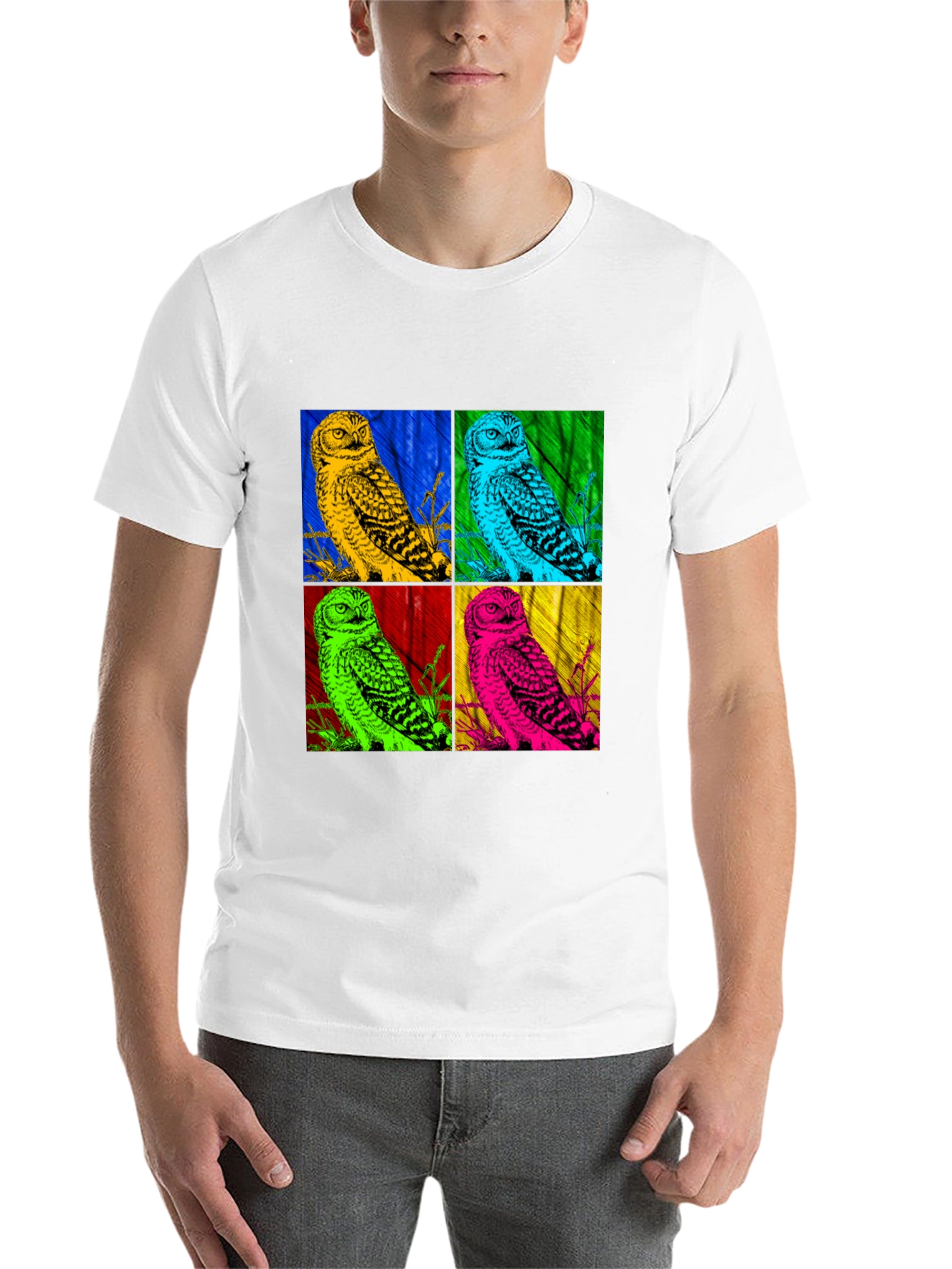 Black Pop Art Owl Graphic Tee - Bold Colorful Design view 14