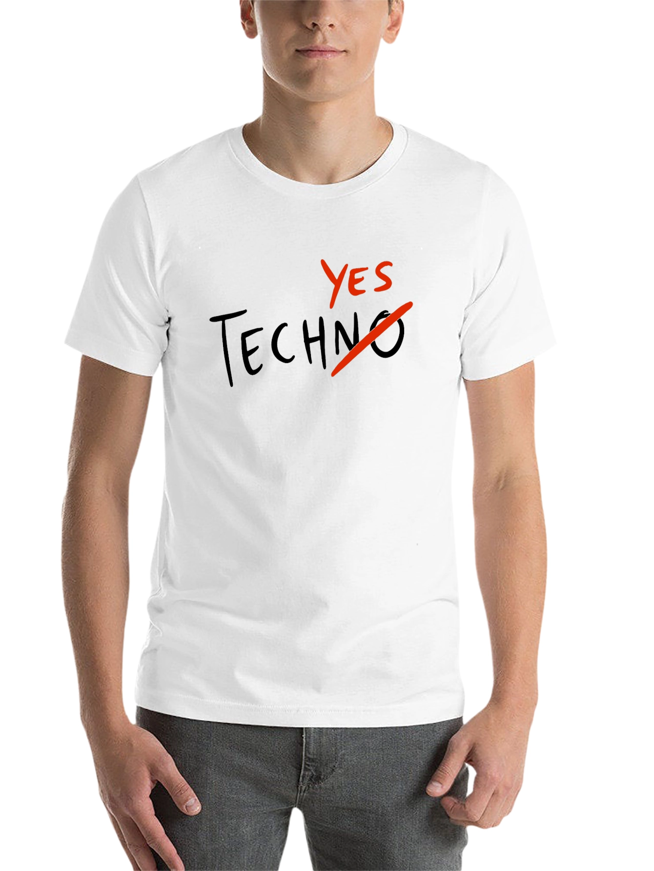 Black Yes To Techno T-Shirt - Bold Graphic Tee view 14