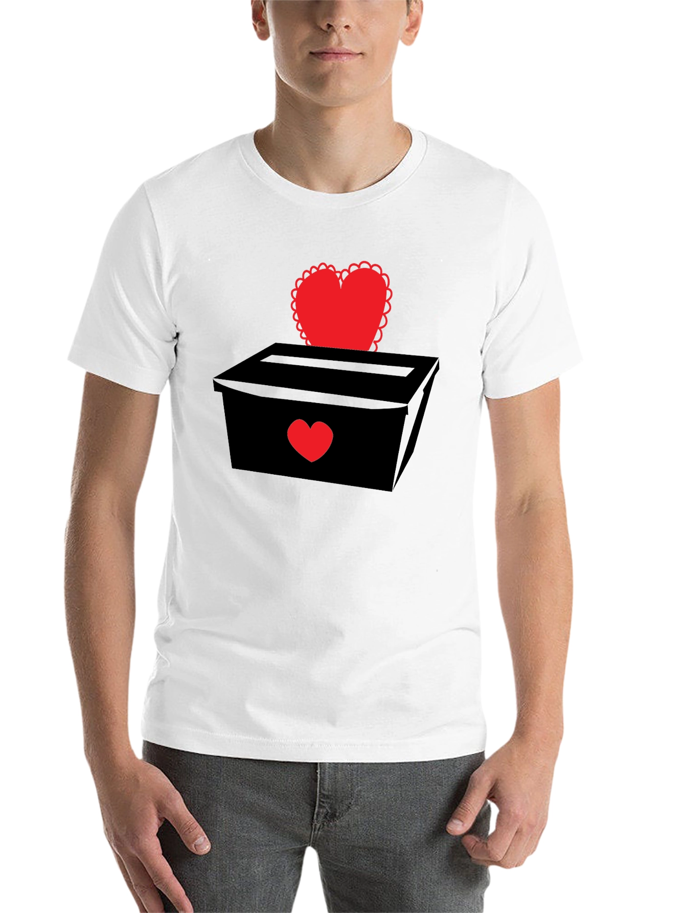 Black Heart Box Graphic T-Shirt - Romantic Valentine's Day Tee view 14
