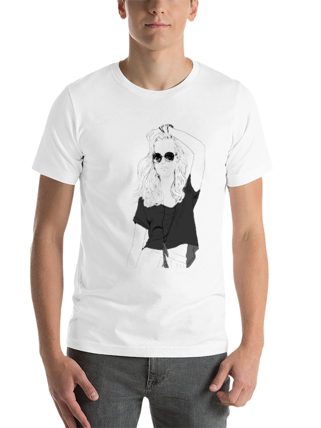 Black Cool Graphic Tee - Woman with Sunglasses Black T-Shirt view 14