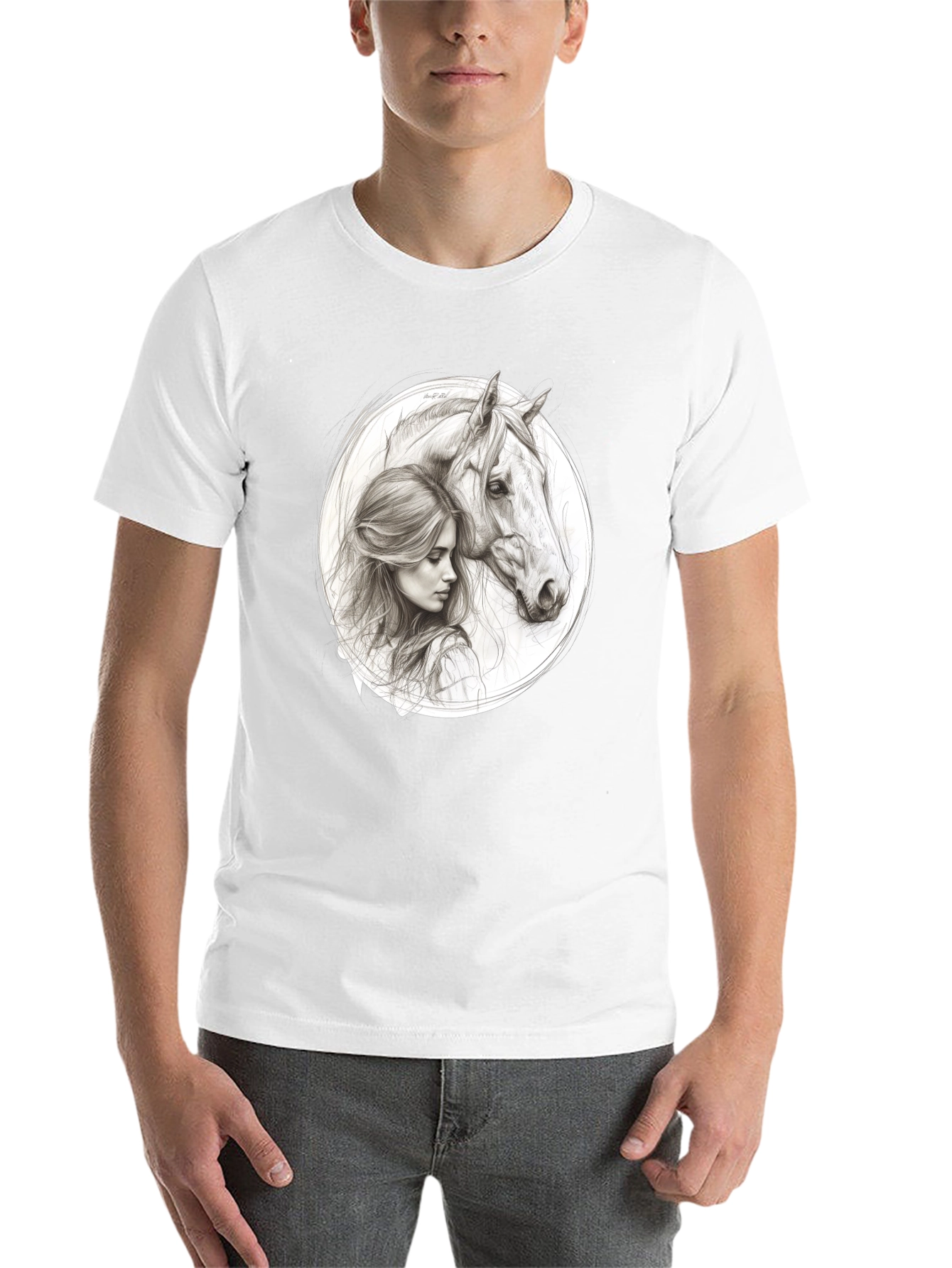 Black Woman and Horse Graphic Tee - Black view 14