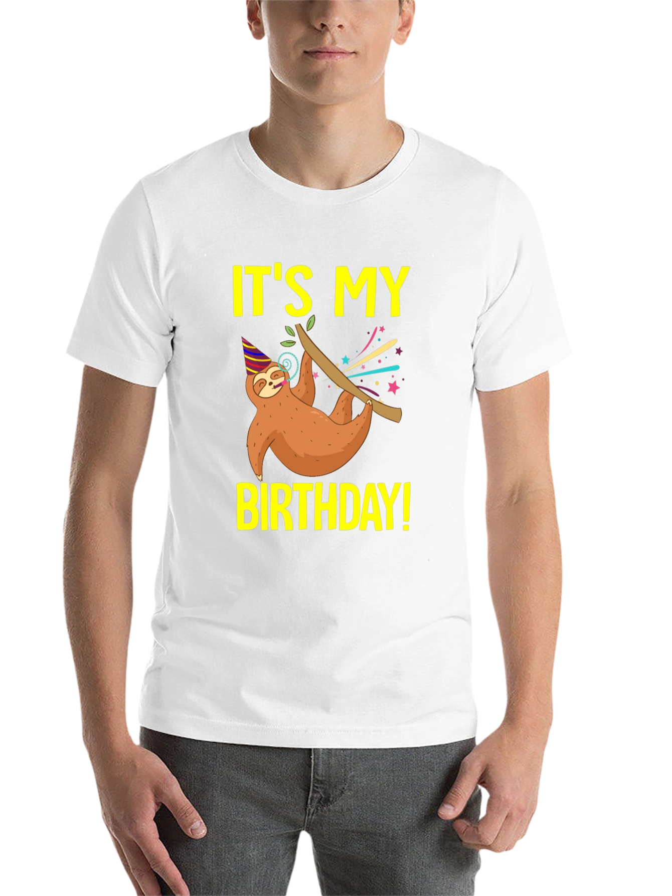 Black It's My Birthday Sloth T-Shirt - Fun Birthday Gift view 14