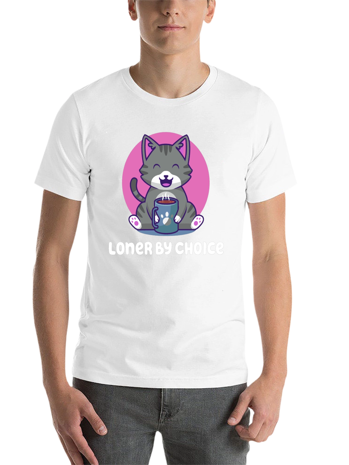Black Loner by Choice Cat T-Shirt view 14
