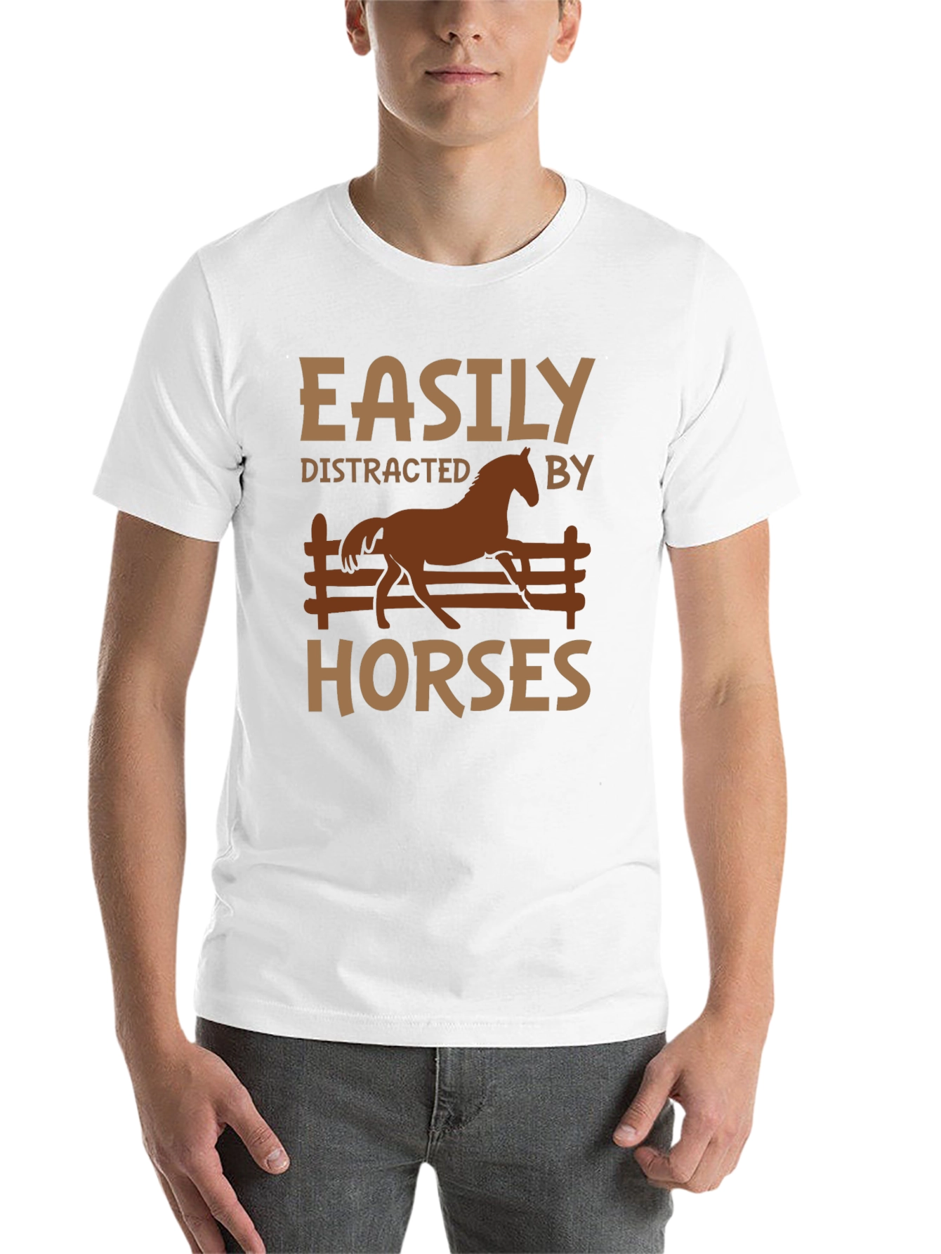 Black Easily Distracted By Horses Graphic T-Shirt view 14