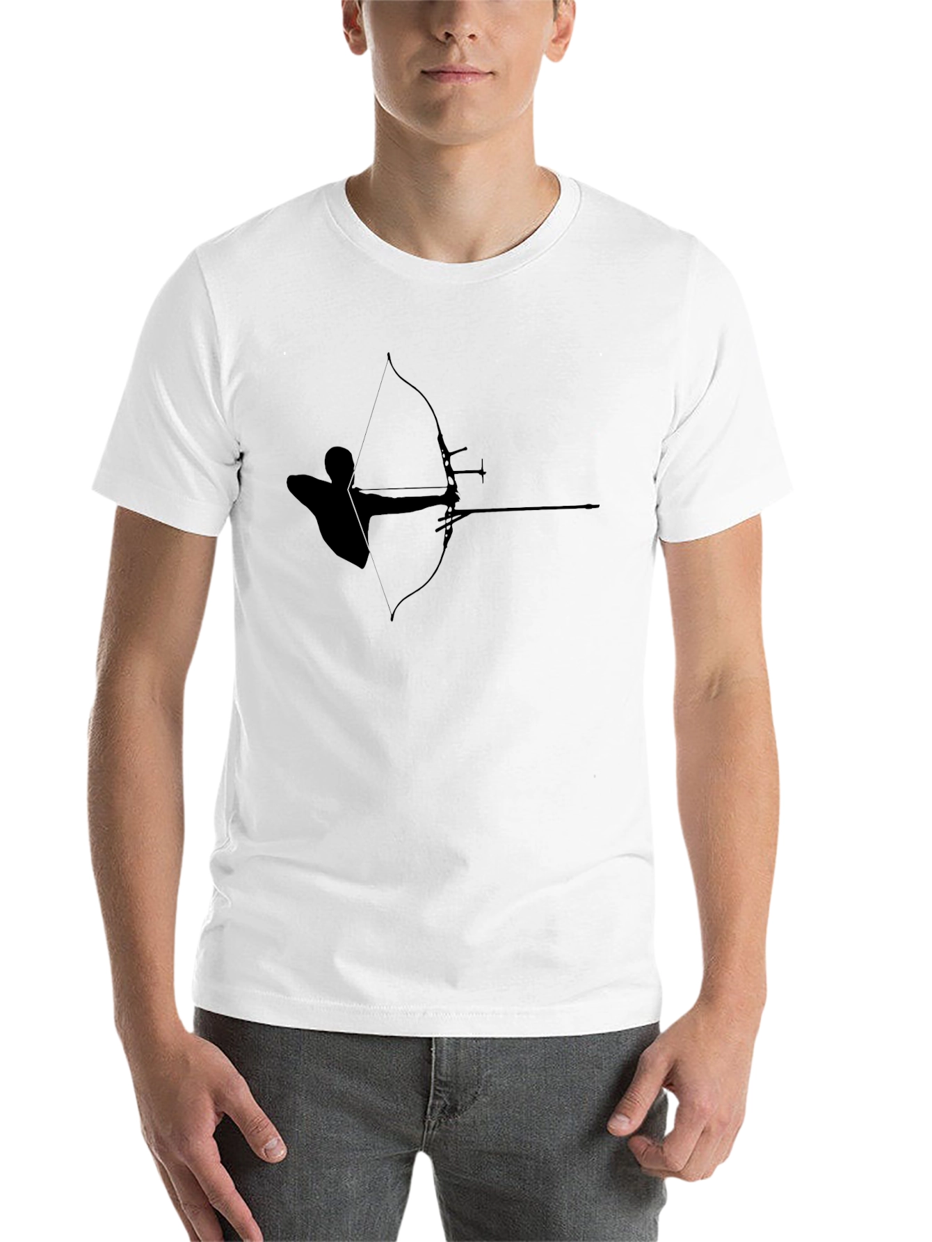 Black Archery Silhouette Graphic Tee - Black Cotton T-Shirt view 14
