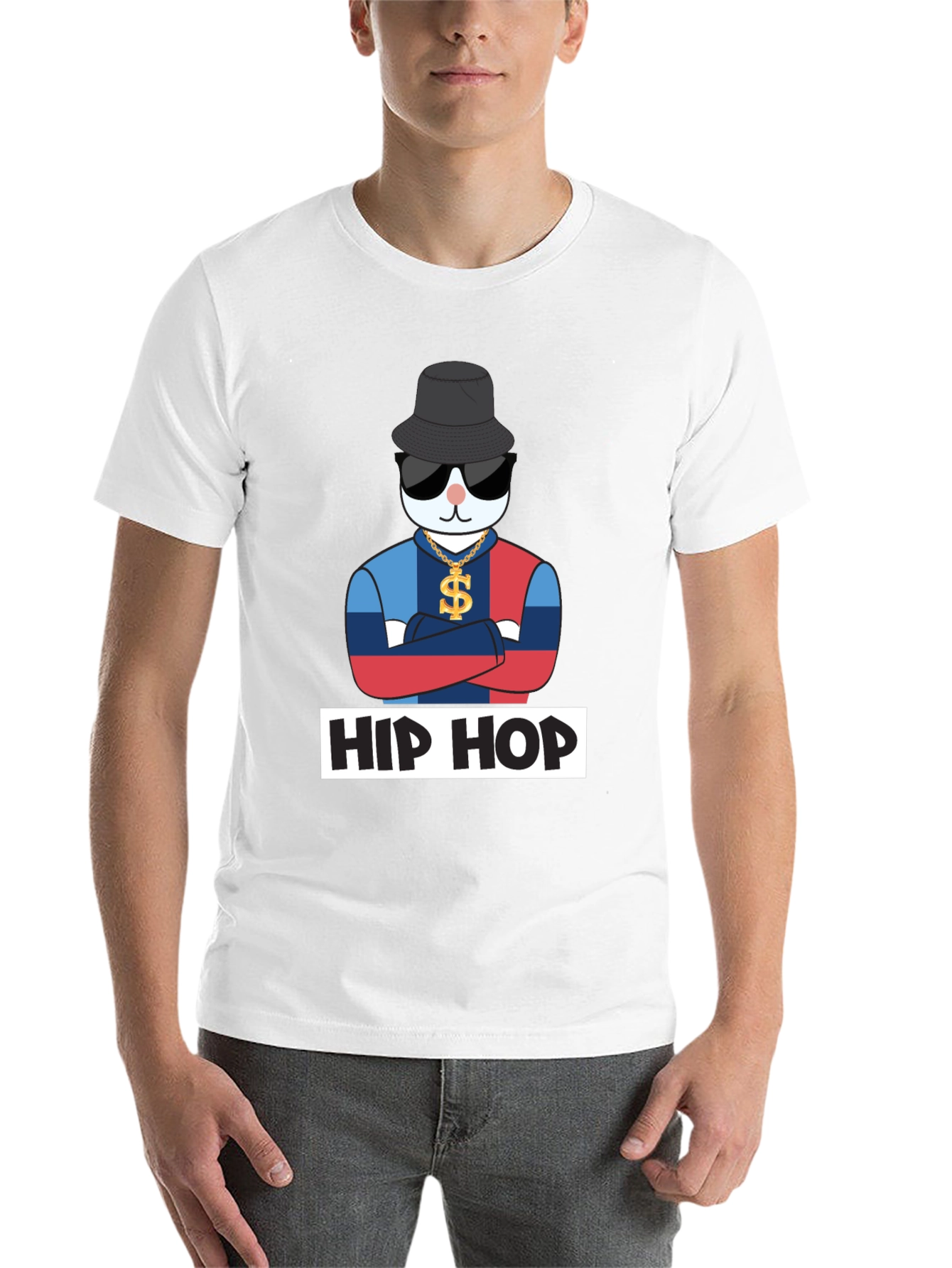 Black Hip Hop Cat T-Shirt, Fun Design view 14