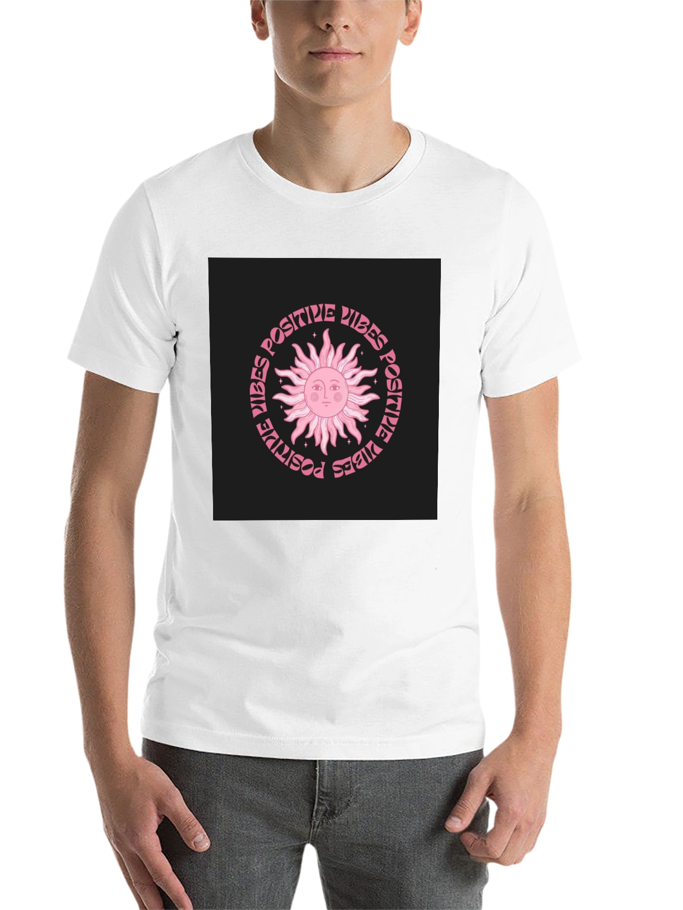 Black Positive Vibes Sun Graphic T-Shirt view 14