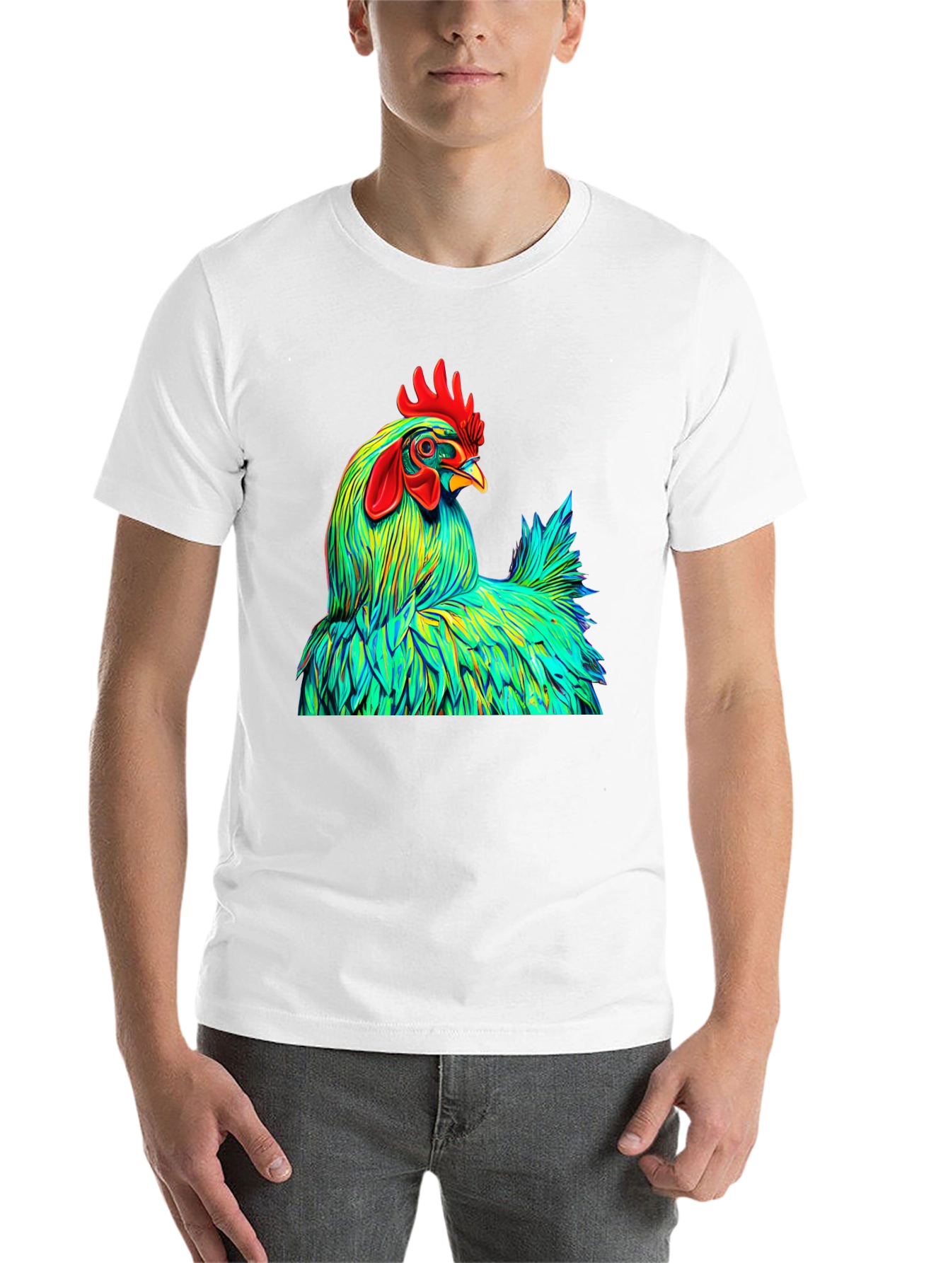 Black Vibrant Rooster Graphic Tee - Bold Style view 14