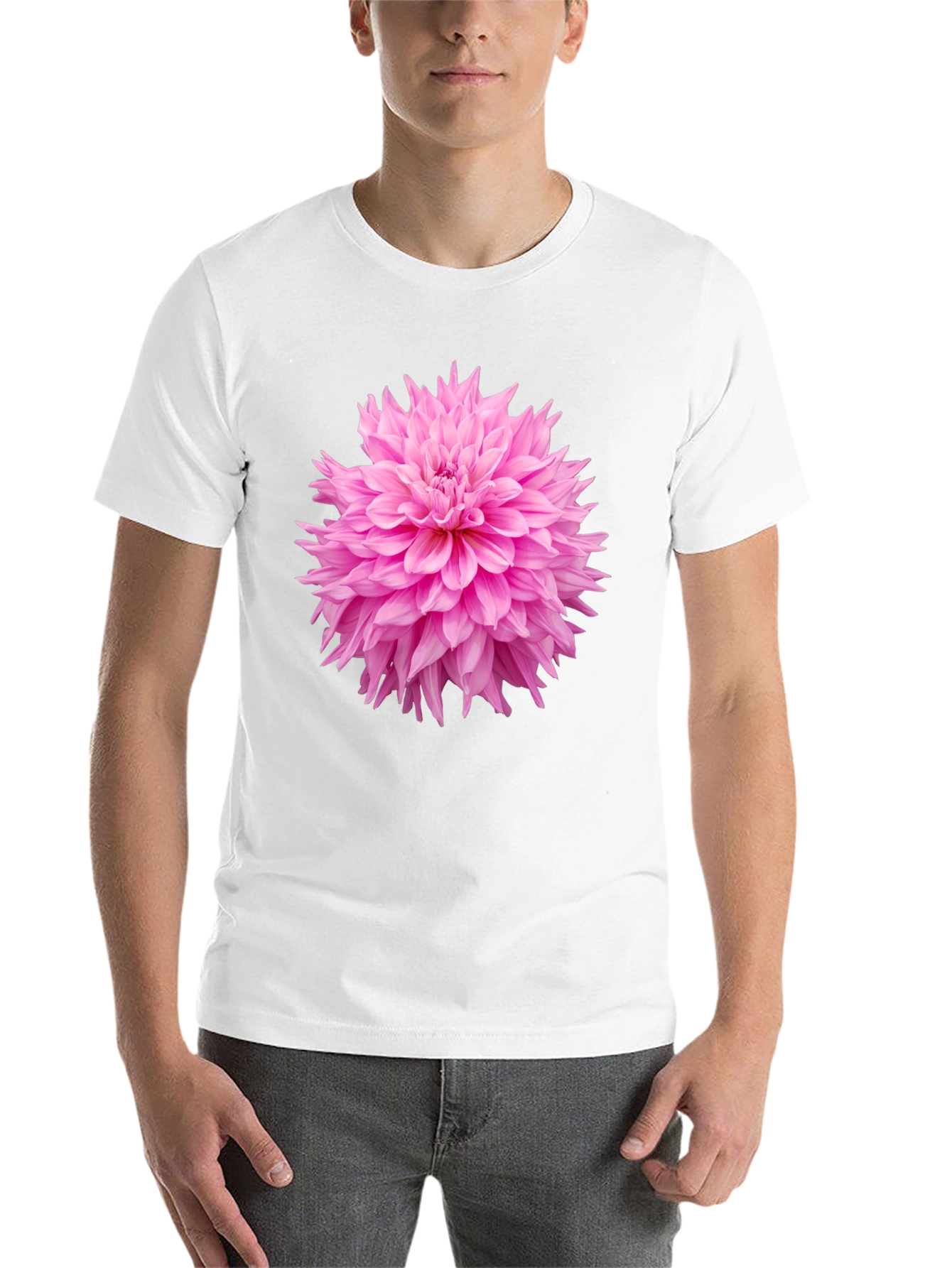 Black Black T-Shirt with Pink Flower Graphic view 14