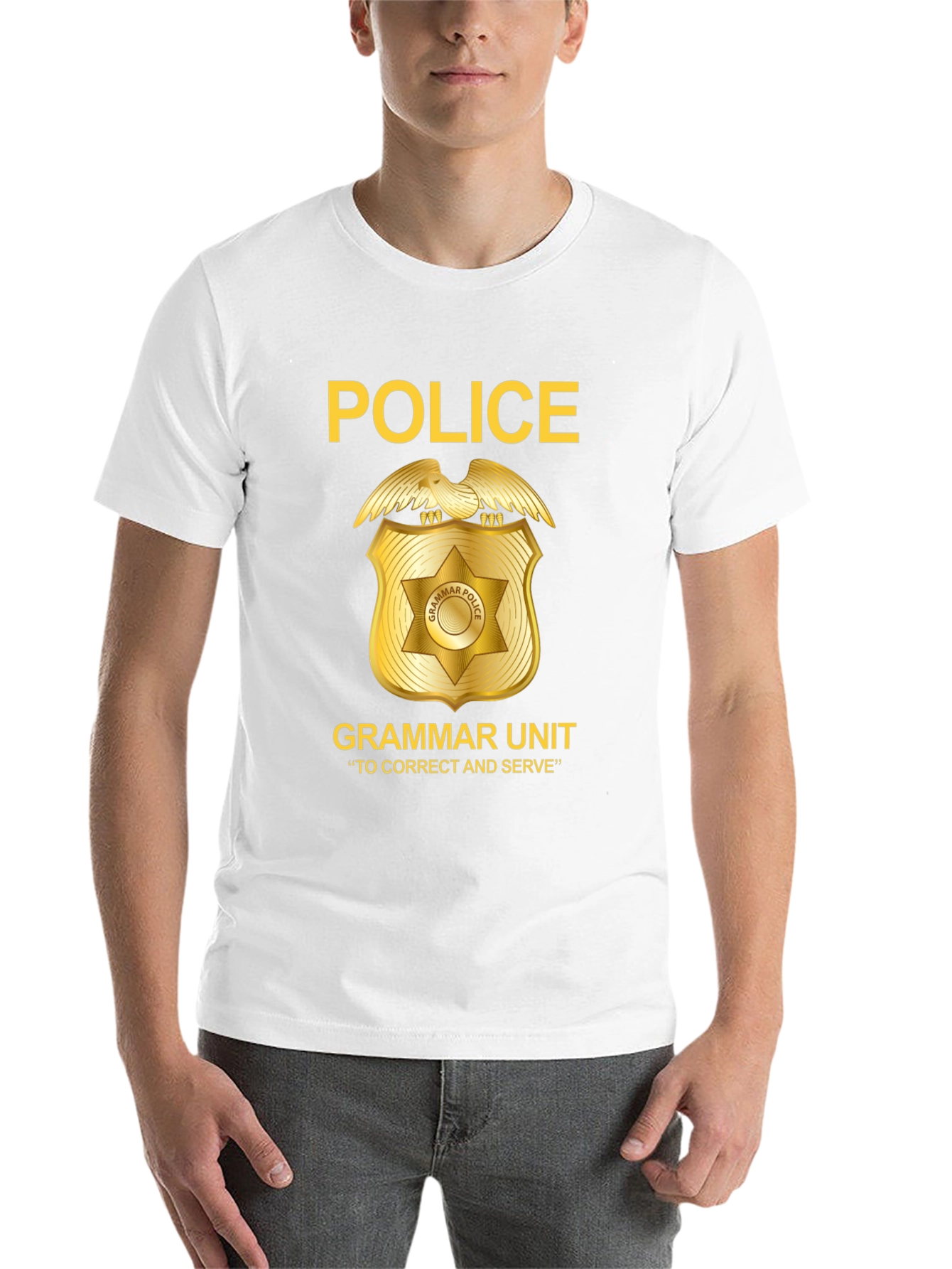 Black Grammar Police T-Shirt - Correct and Serve view 14