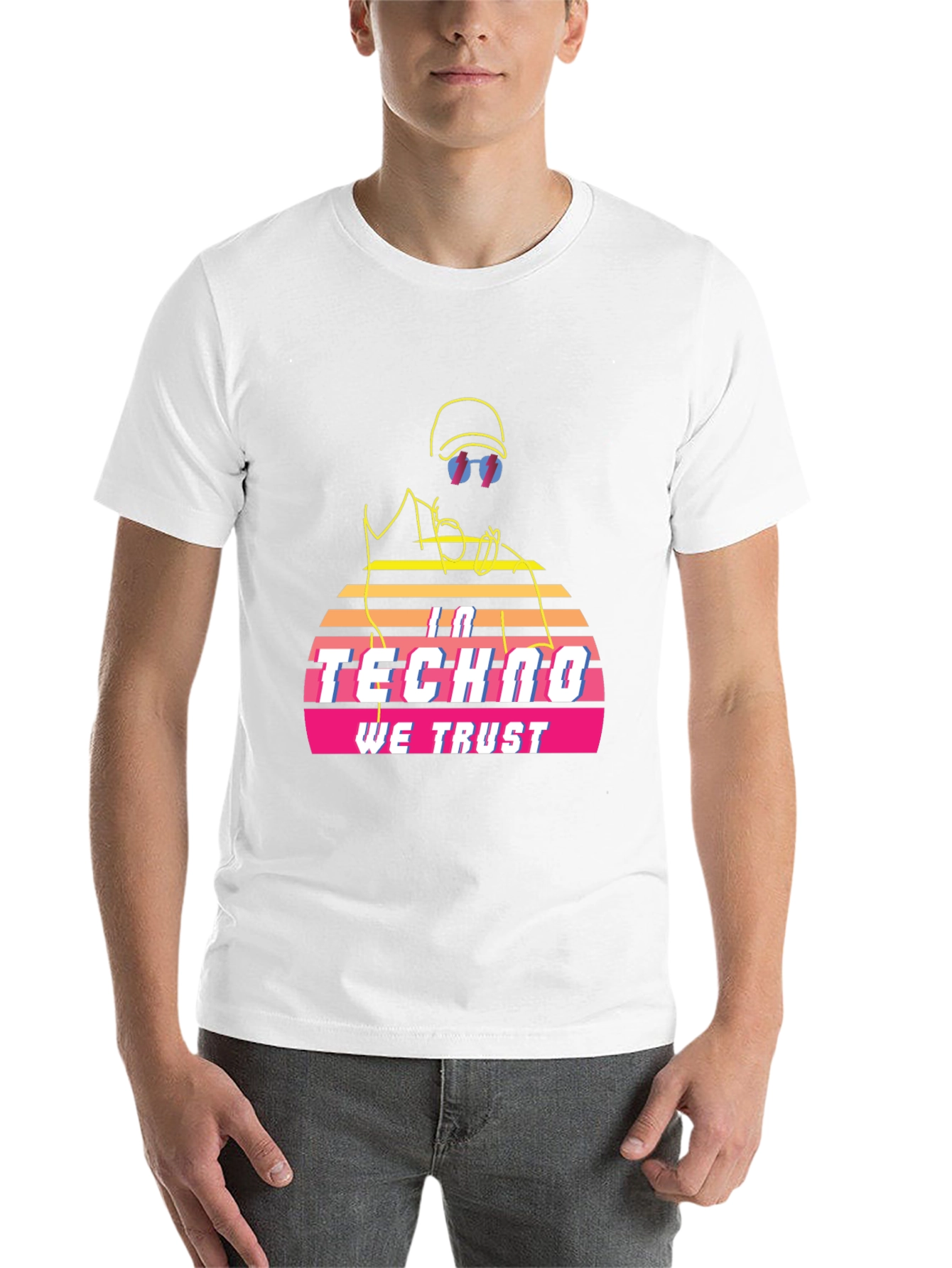 Black In Techno We Trust Retro T-Shirt - Black view 14