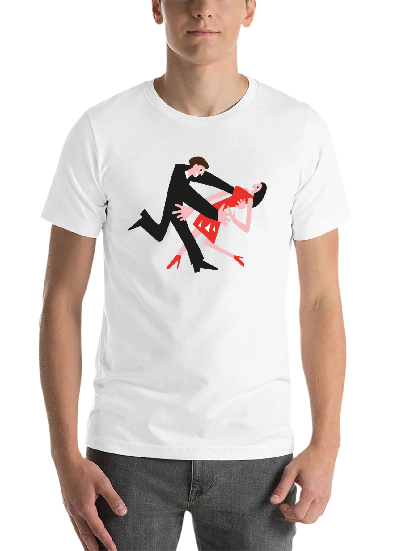 Black Dancing Couple Graphic Tee - Black Cotton T-Shirt view 14