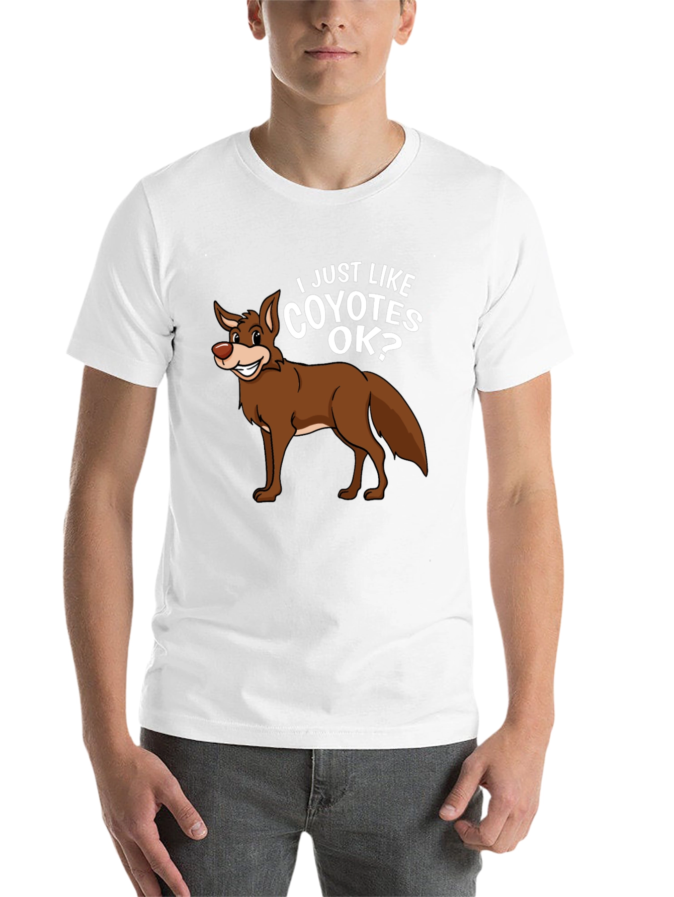 Black I Just Like Coyotes OK? Graphic T-Shirt view 14