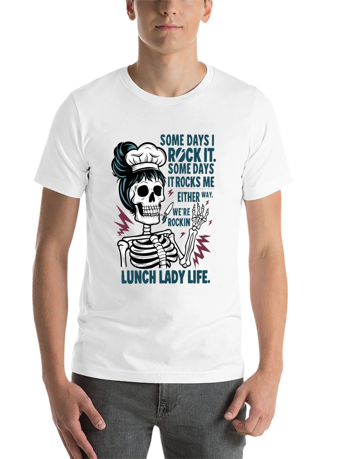 Black Lunch Lady Skeleton T-Shirt - Rockin' Life Tee view 14