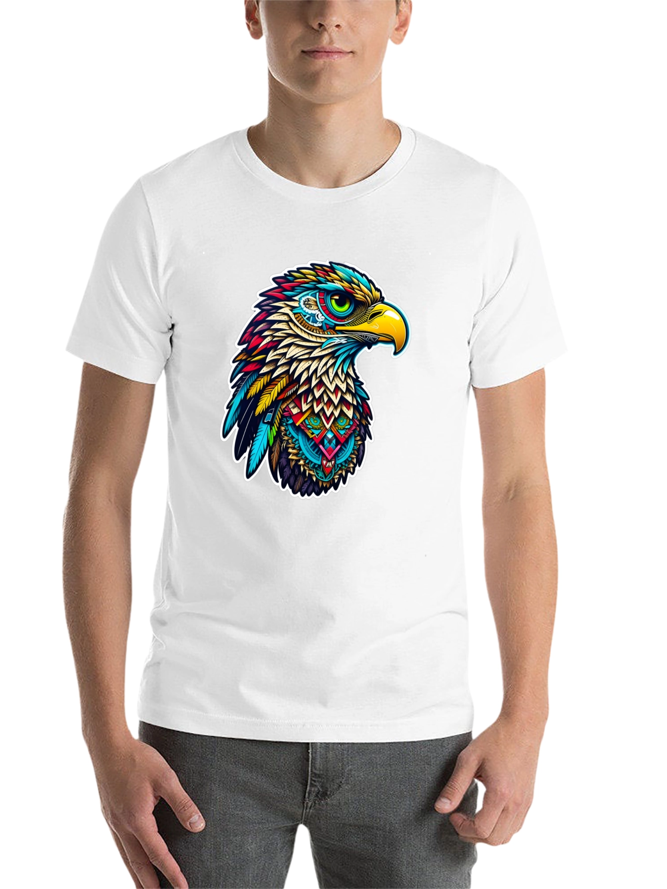 Black Vibrant Eagle Graphic Tee - Stylish Men's Black T-Shirt view 14