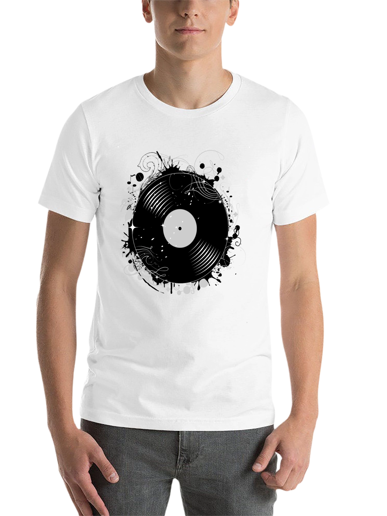 Black Vinyl Record Graphic Print Tee view 14