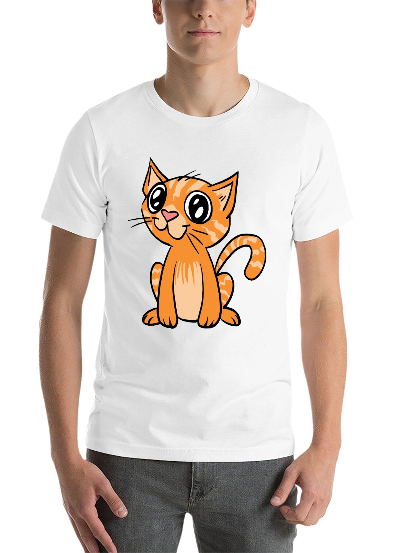 Black Cute Cartoon Cat Black T-Shirt view 14