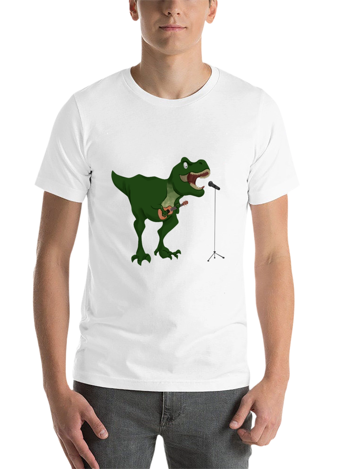 Black Dino Ukulele Black T-Shirt view 14