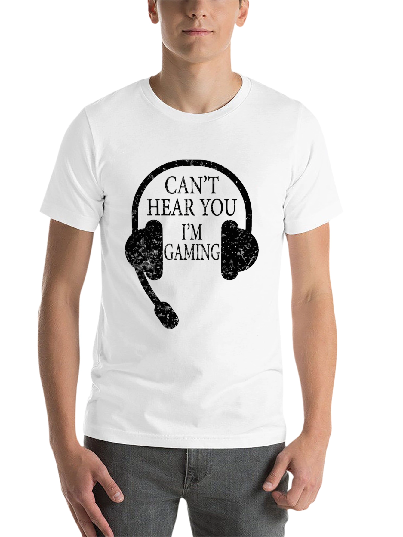 Black Can't Hear You I'm Gaming Black T-Shirt view 14