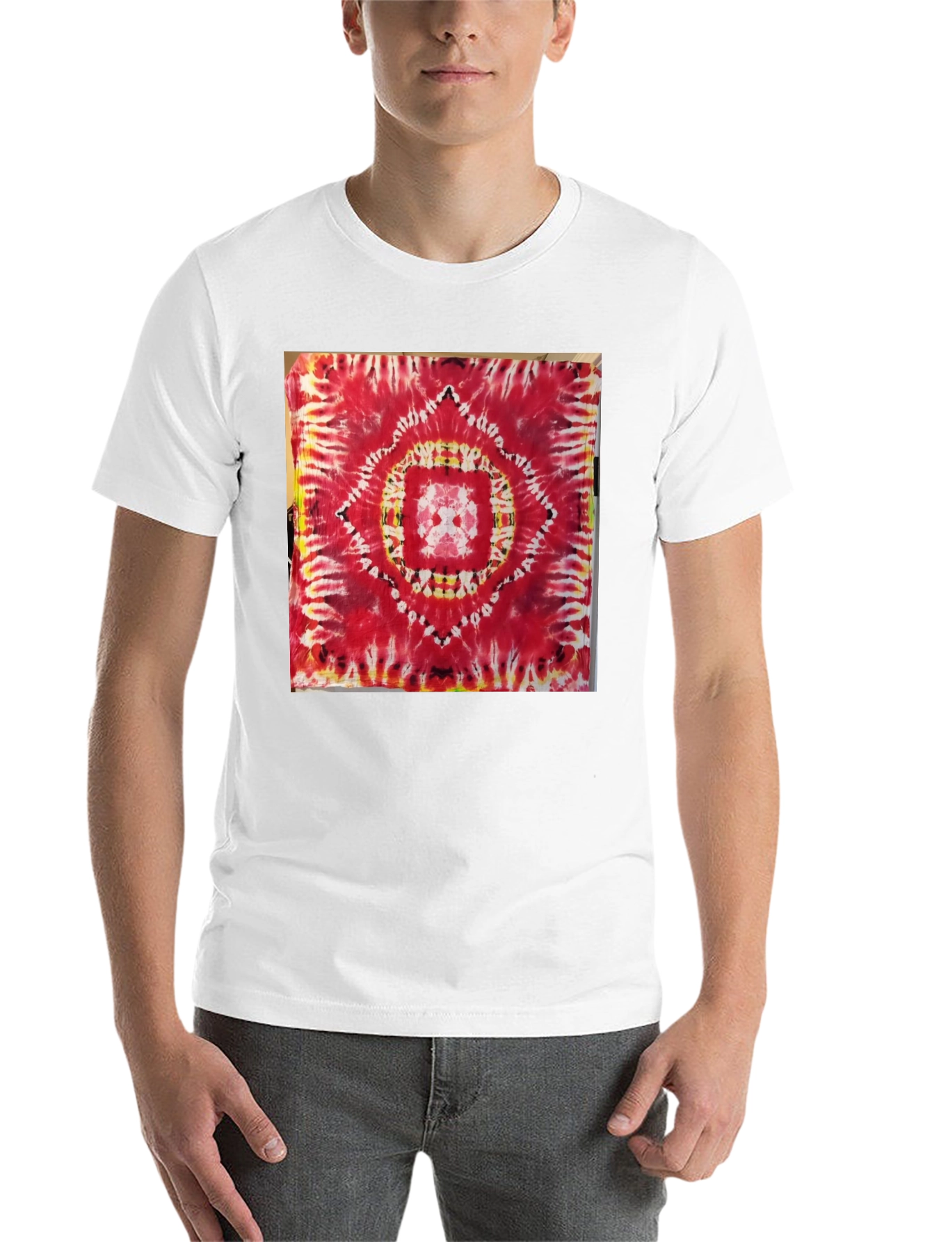 Black Red Tie-Dye Mandala Graphic Tee view 14