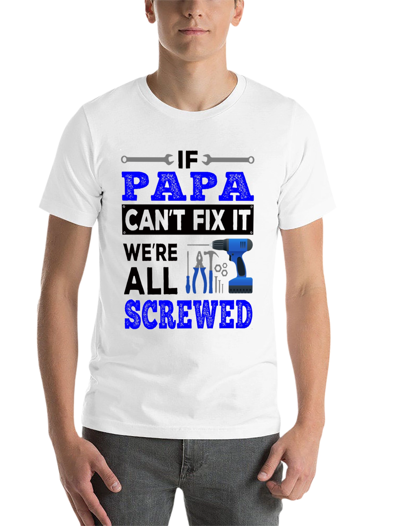 Black Papa Can Fix It T-Shirt view 14