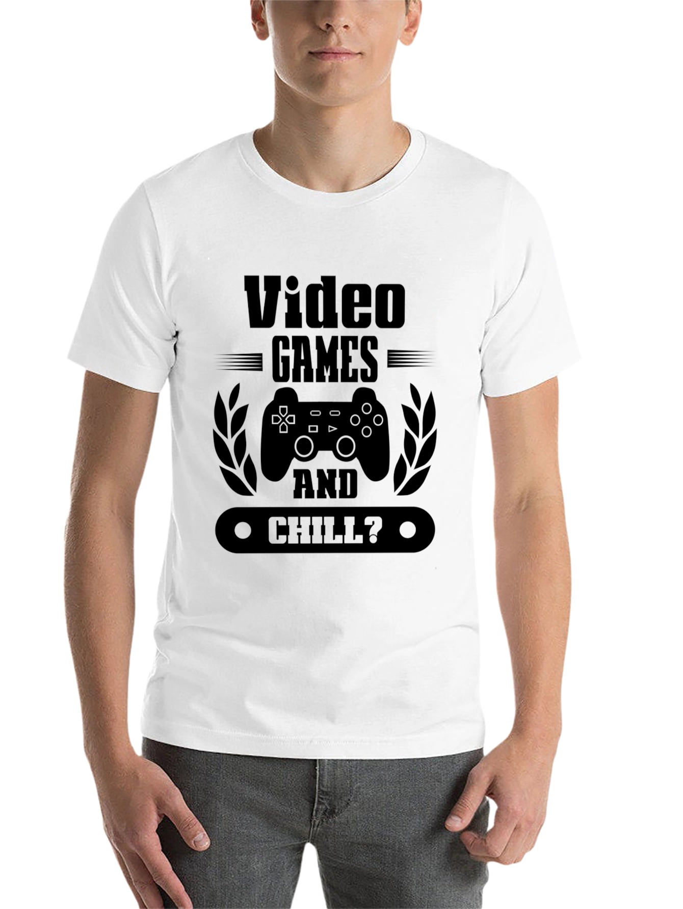 Black Video Games and Chill Men's Black Graphic Tee view 14