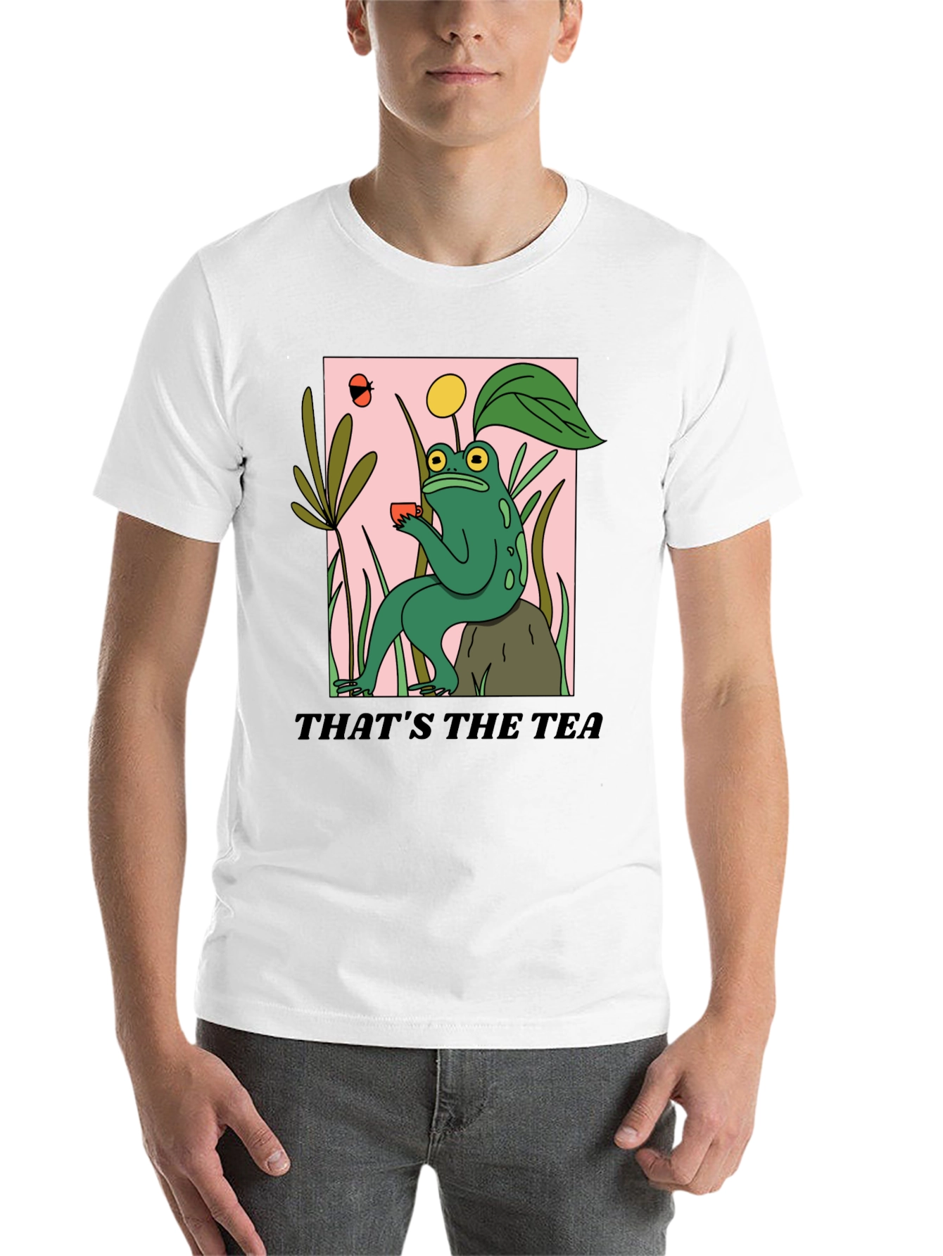 Black Frog Sipping Tea T-Shirt - "That's The Tea" Funny Graphic Tee view 14