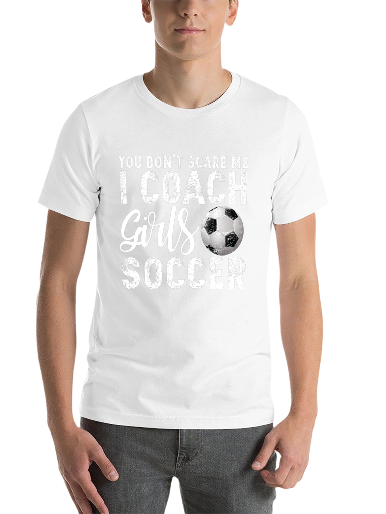 Black Funny Soccer Coach T-Shirt - You Don't Scare Me view 14