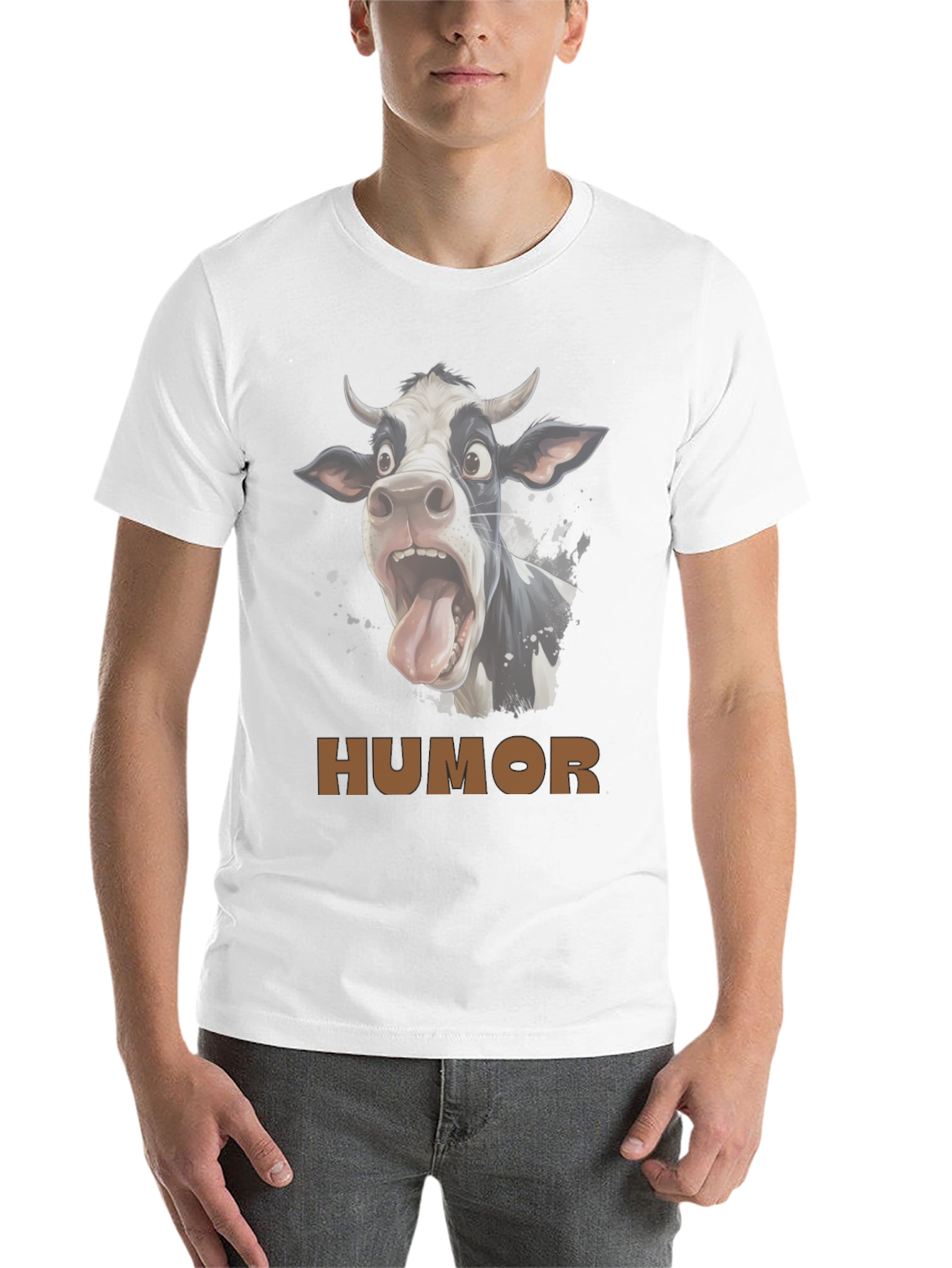 Black Humorous Cow Graphic T-Shirt - Black view 14
