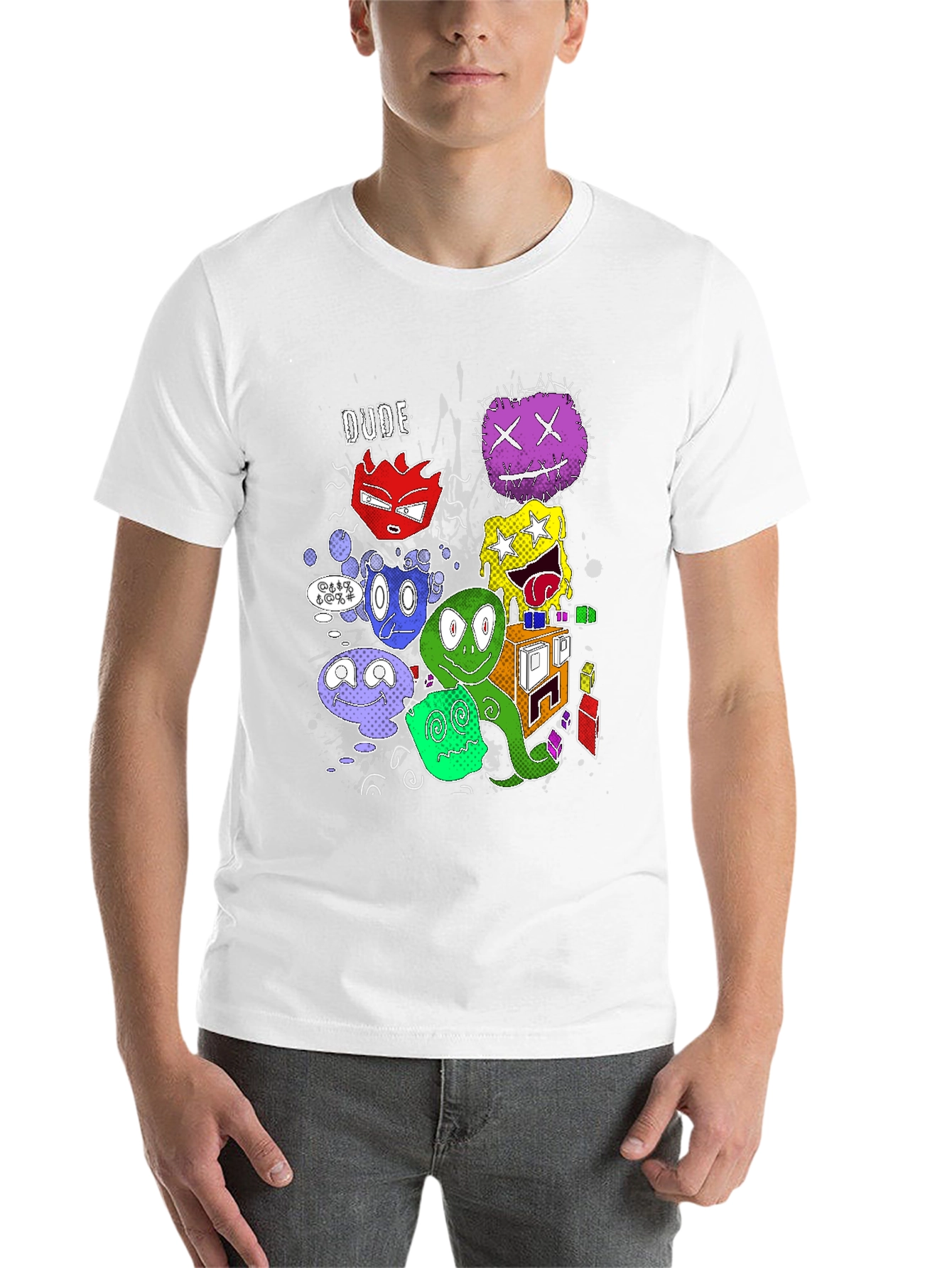 Black Cartoon Monster Graphic Black T-Shirt view 14