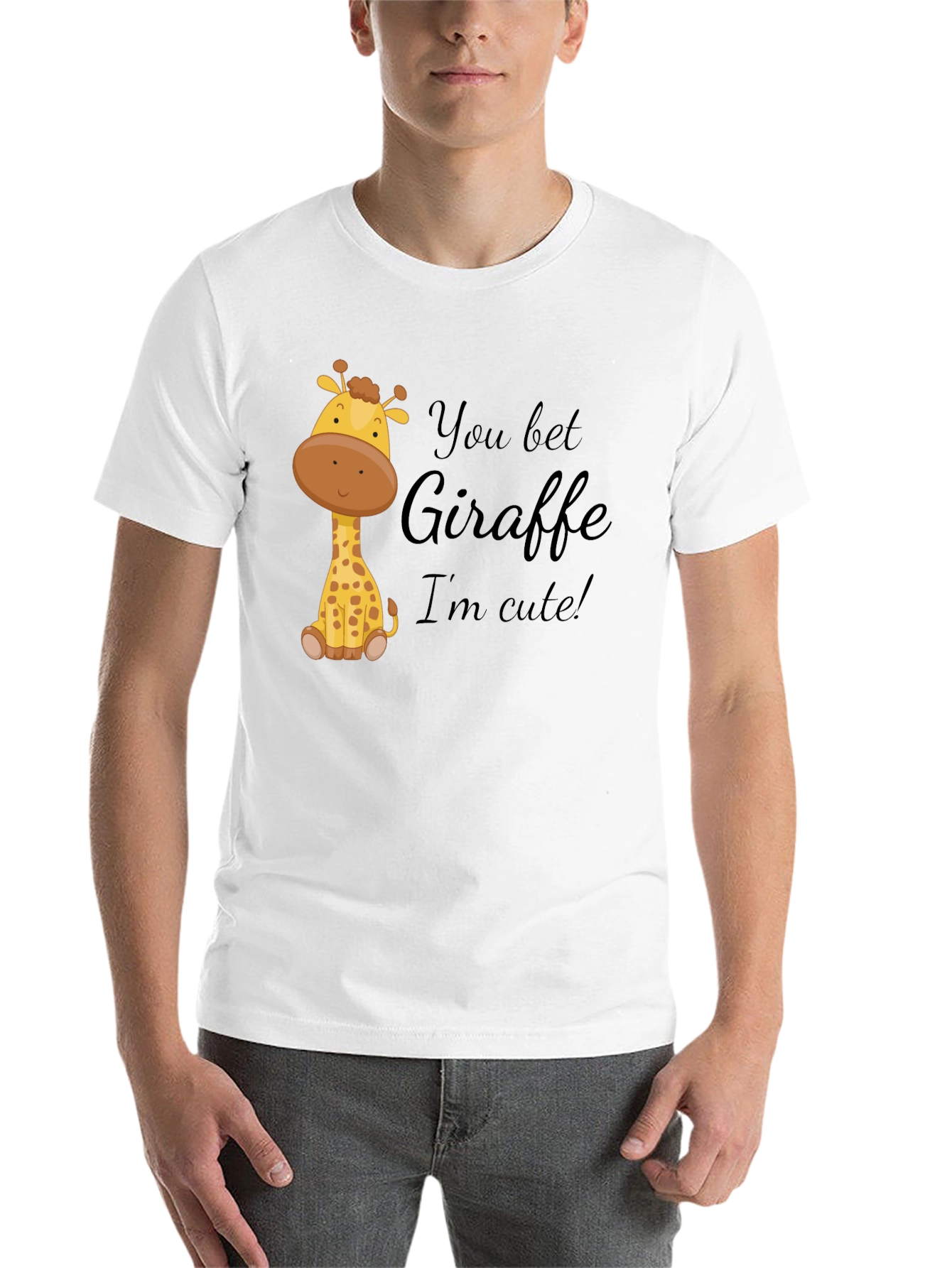Black You Bet Giraffe I'm Cute! Black Cotton Tee view 14