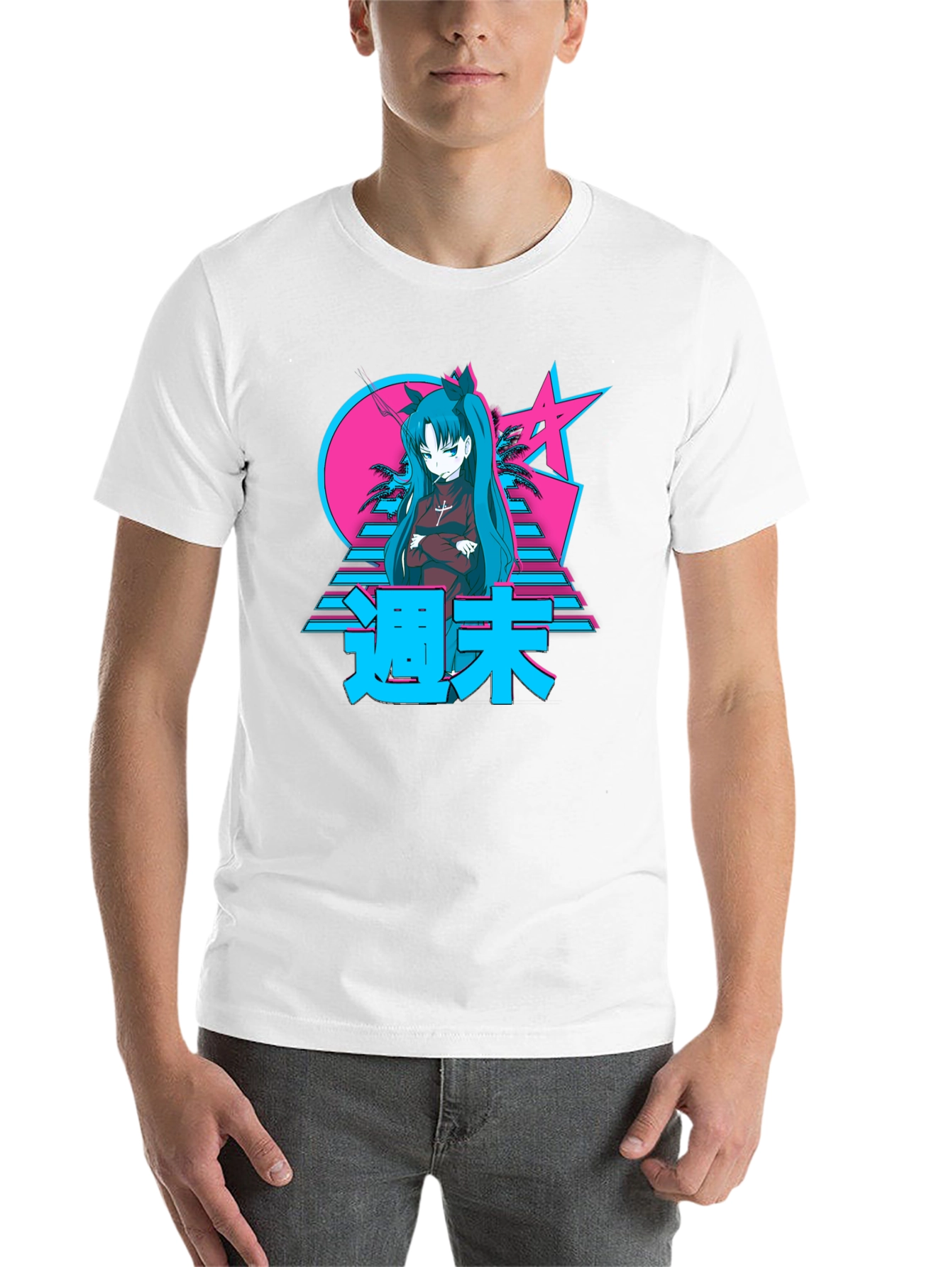 Black Retro Anime Graphic T-Shirt view 14