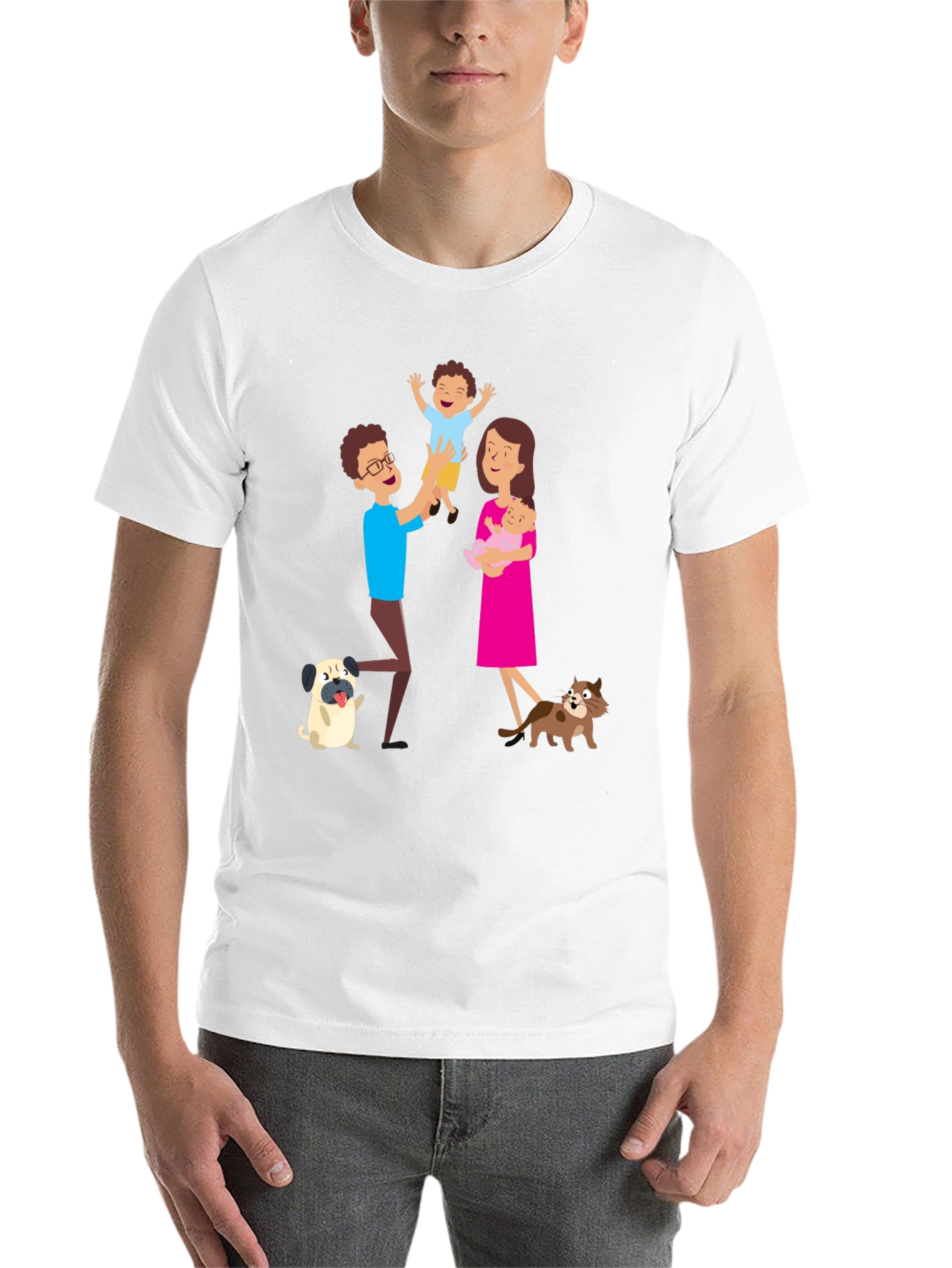 Black Cartoon Family Graphic Tee - Father's Day Gift view 14