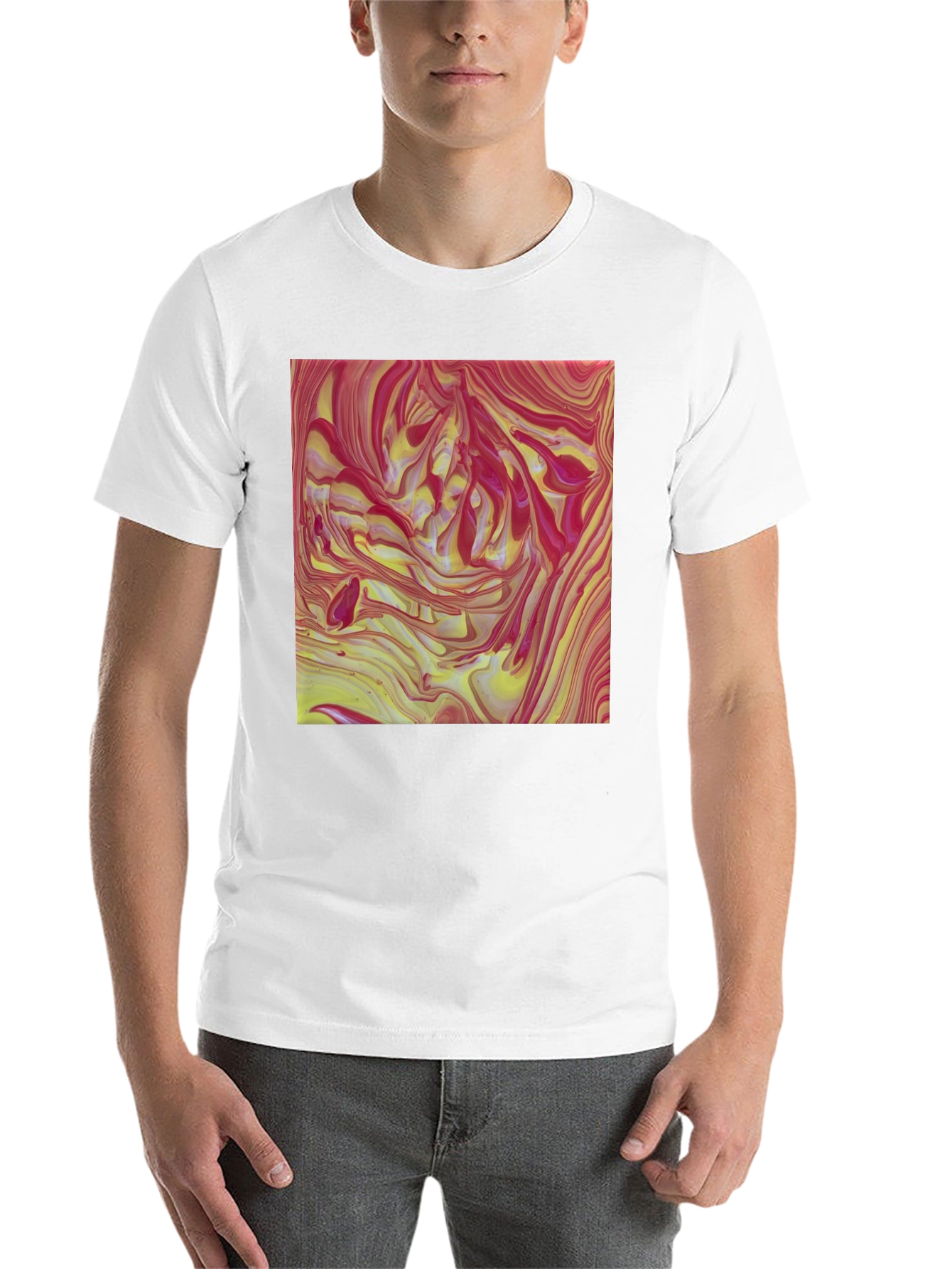 Black Abstract Swirl Art T-Shirt view 14