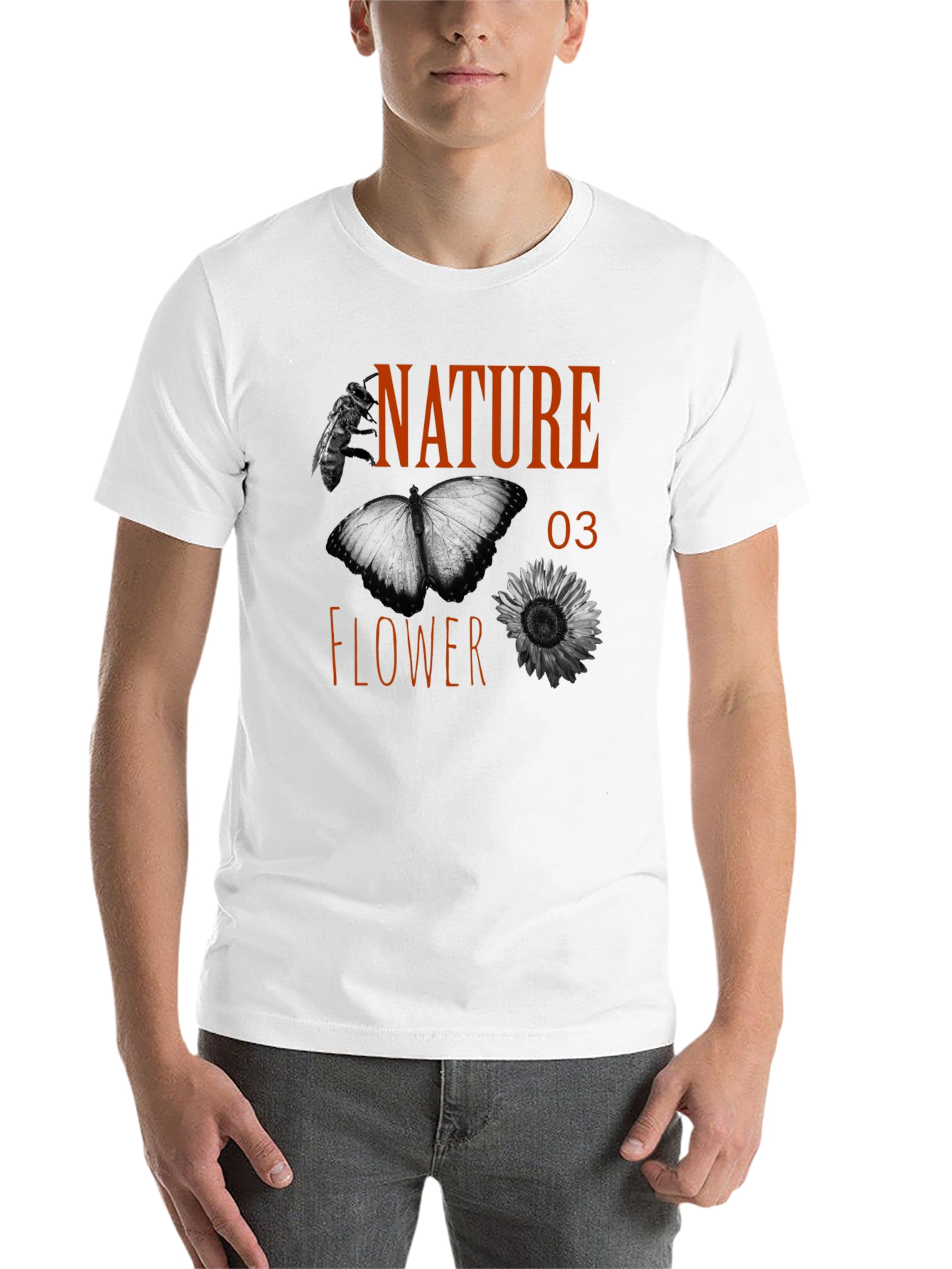 Black Nature Flower Graphic Tee - Black Cotton Blend view 14