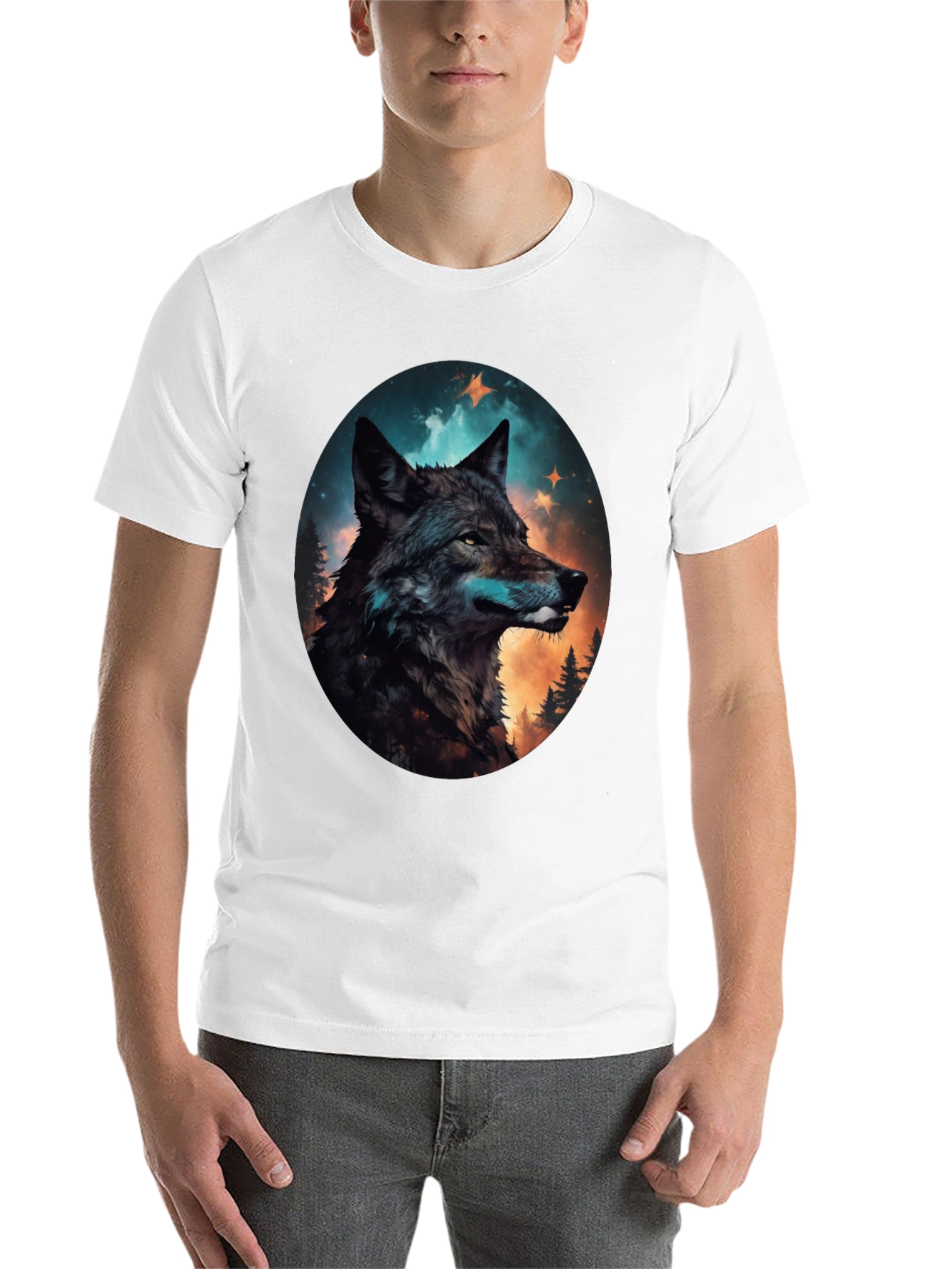 Black Wolf Graphic Print Crew Neck T-Shirt view 14