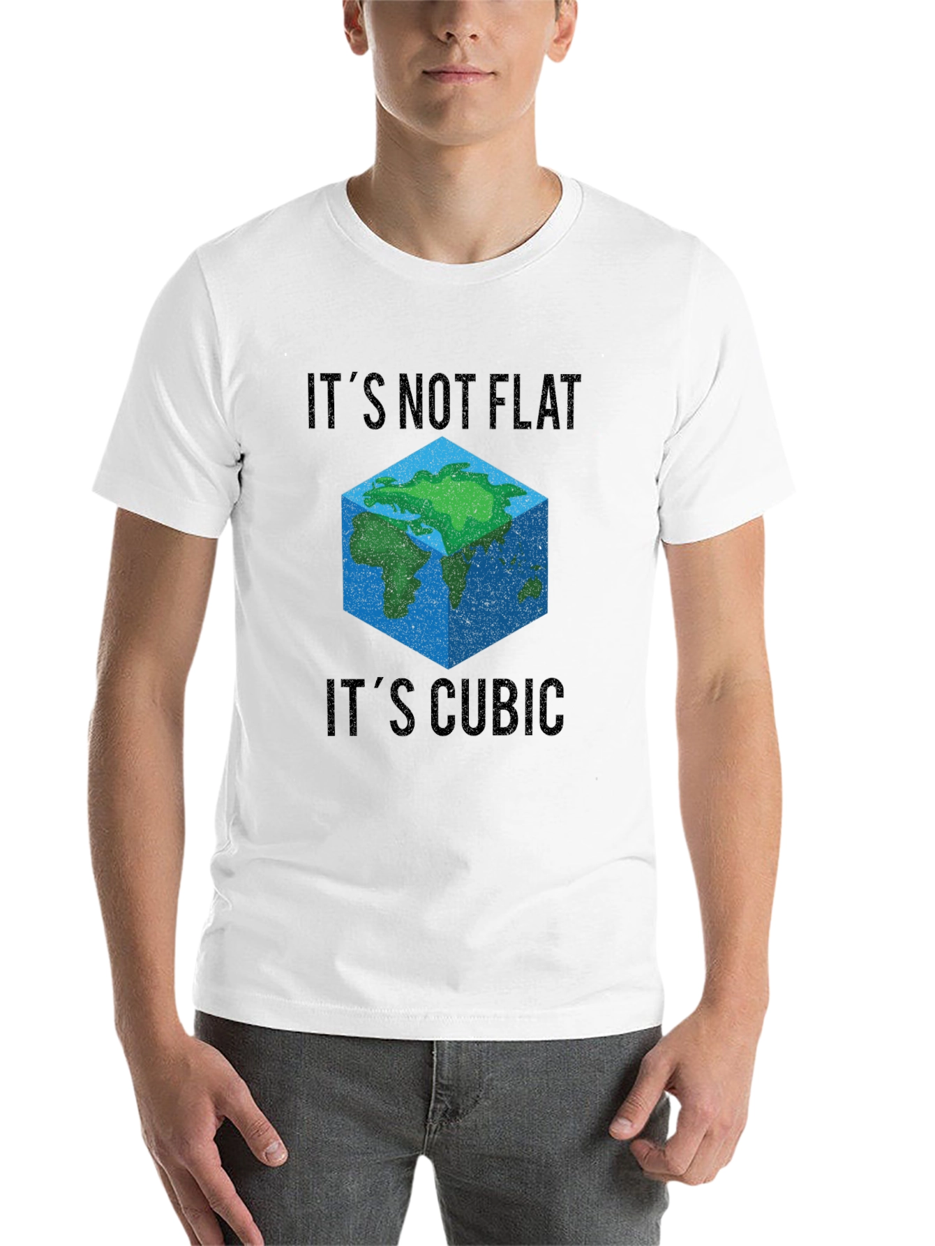 Black Cubic Earth T-Shirt - It's Not Flat, It's Cubic view 14
