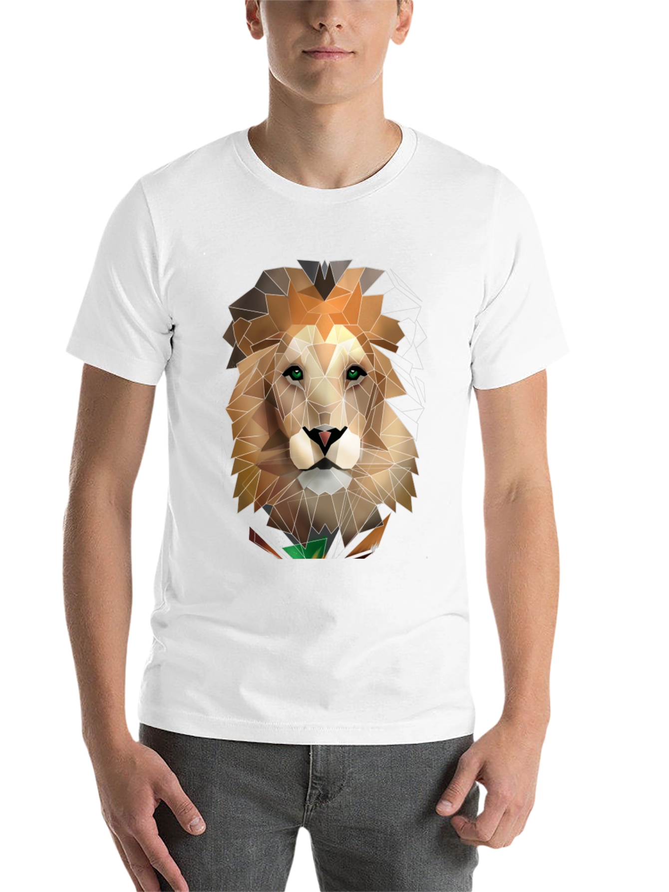 Black Geometric Lion Graphic Black T-Shirt view 14