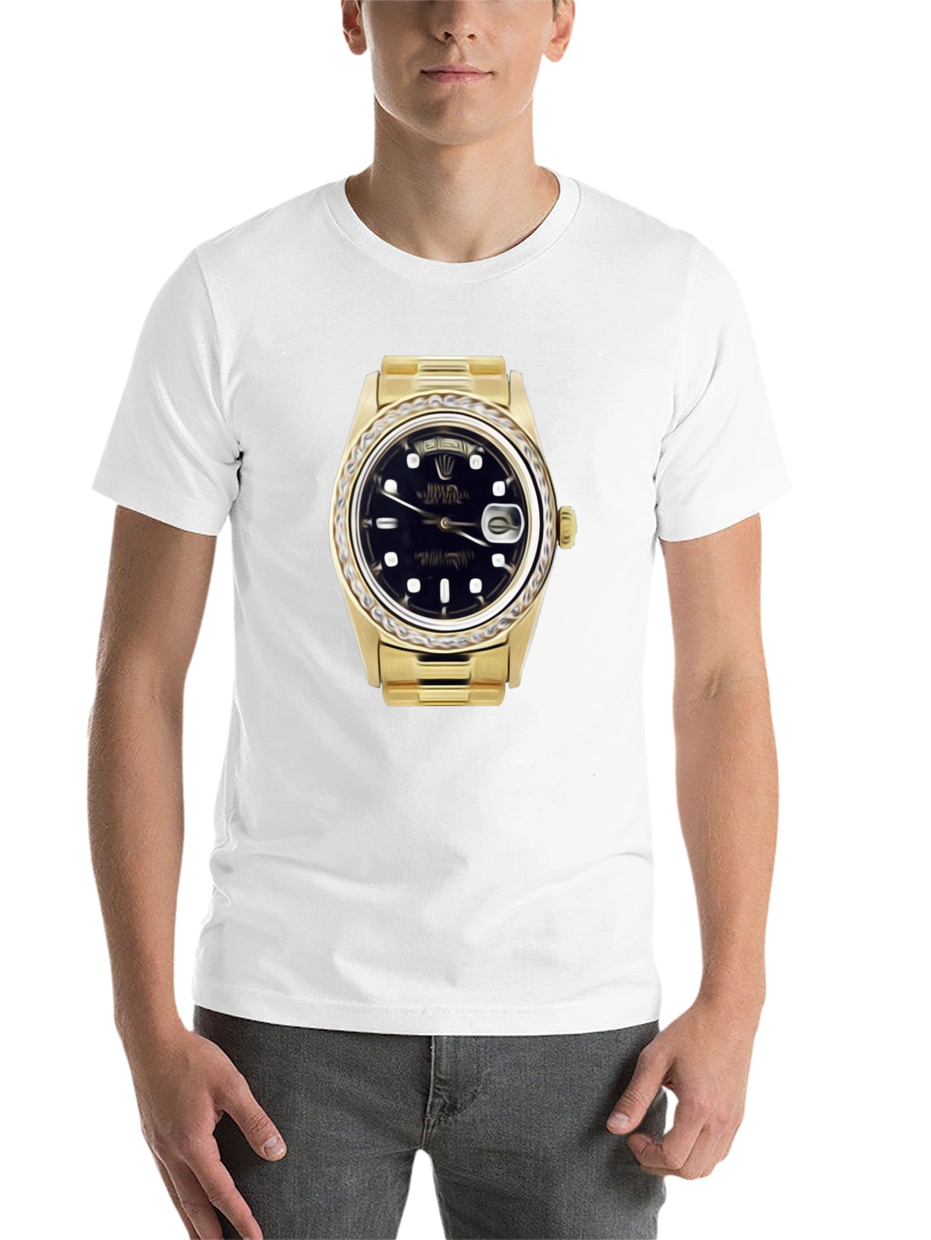 Black Statement Tee: Golden Watch Graphic view 14