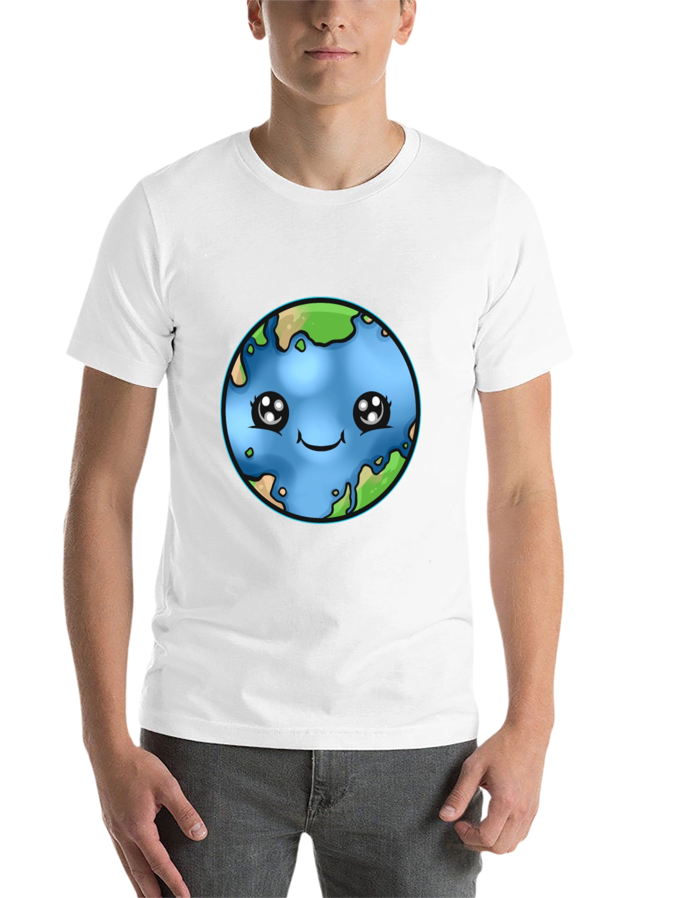 Black Cute Earth Kawaii T-Shirt view 14