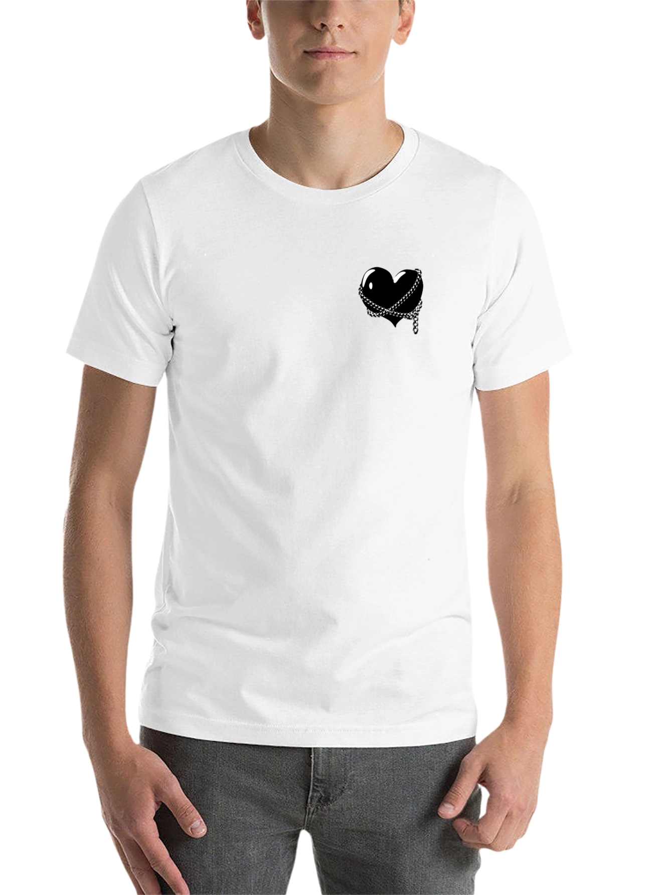 Black Black Heart & Chain Graphic Tee - Edgy Style view 14