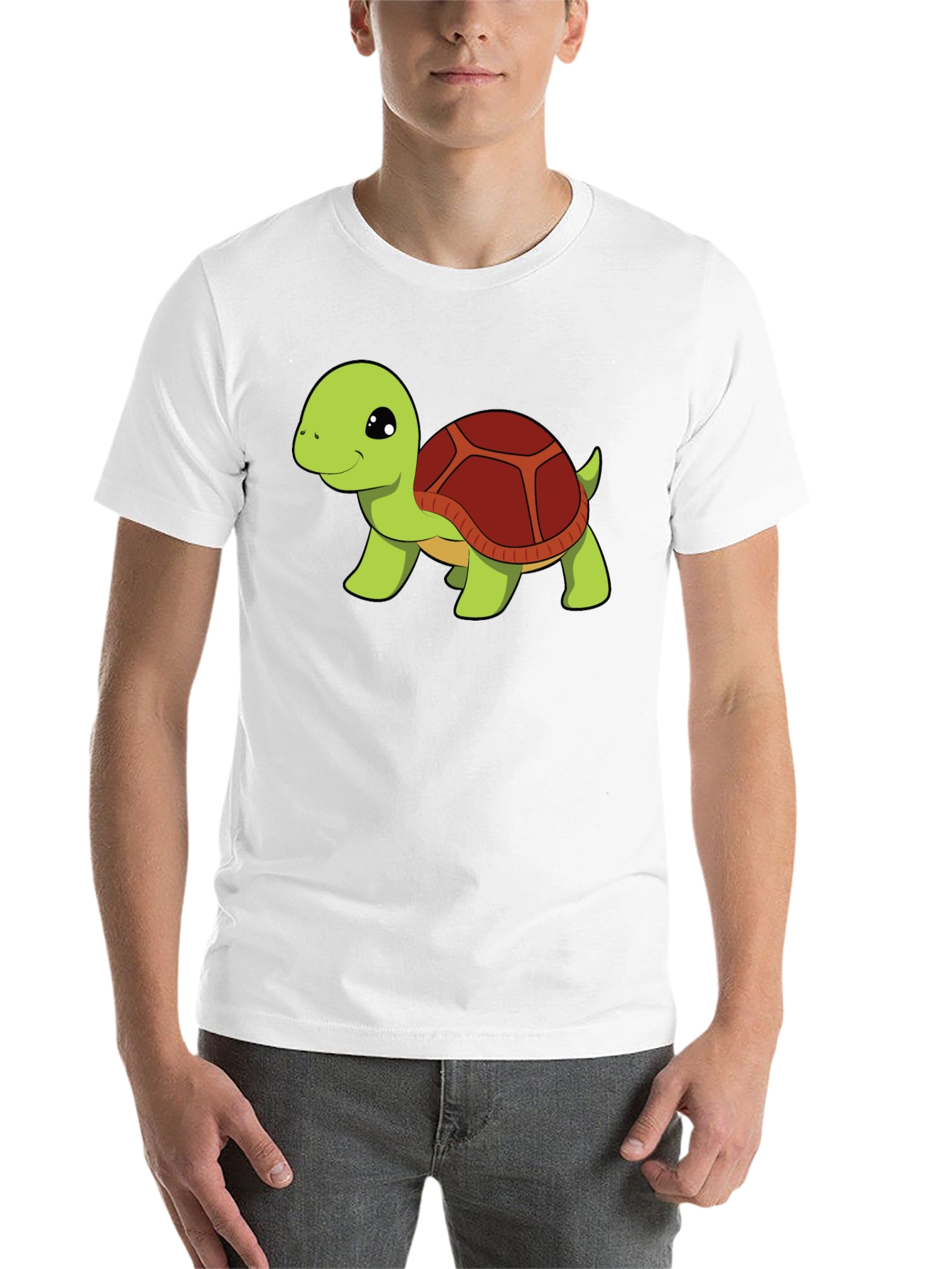 Black Cute Turtle Graphic Tee - Black Cotton T-Shirt view 14