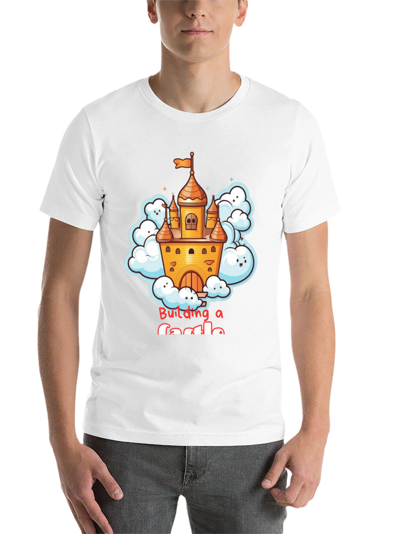 Black Building a Castle T-Shirt - Fun Cartoon Design view 14
