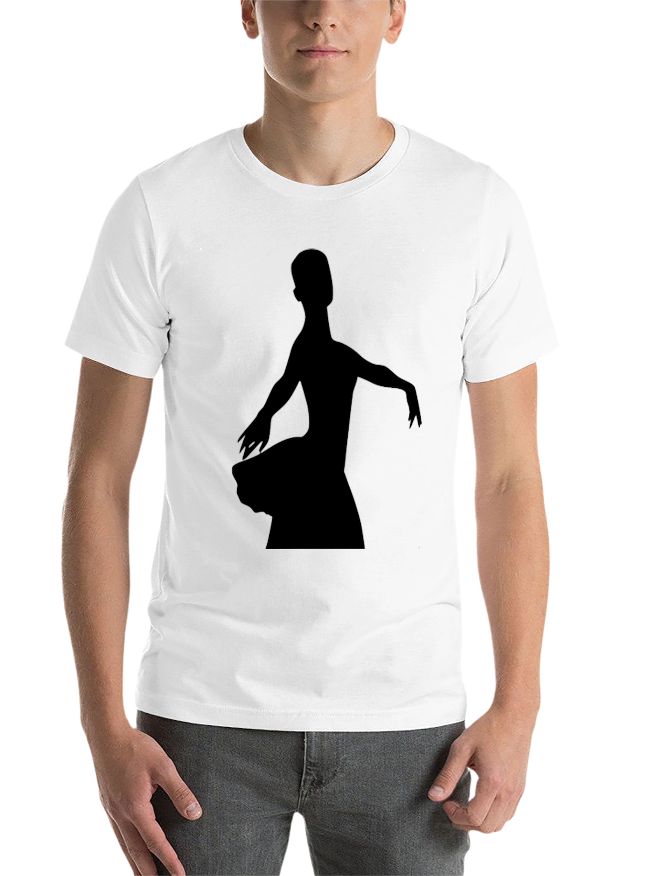 Black Ballerina Silhouette Graphic Tee - Black Cotton T-Shirt view 14